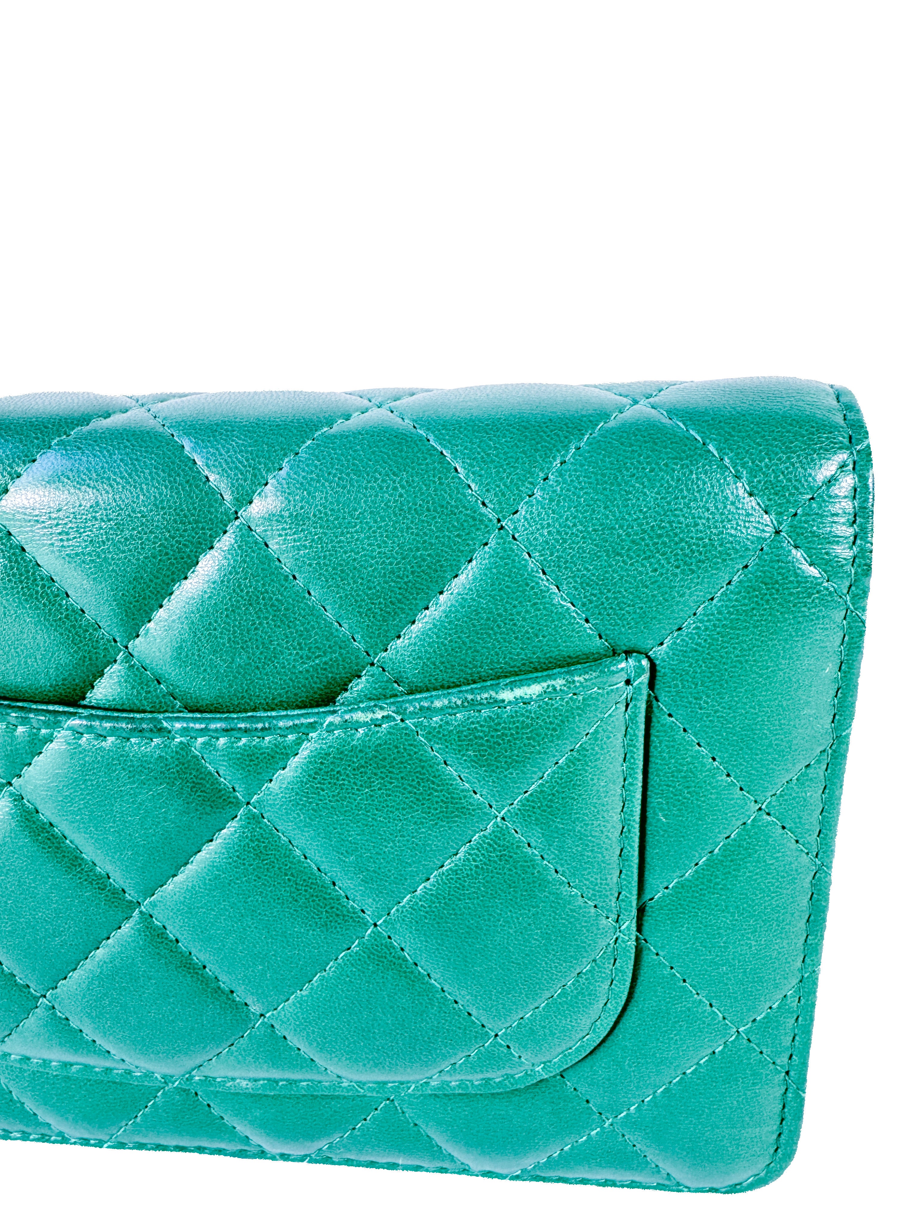 Chanel emerald green leather wallet on chain 25684891