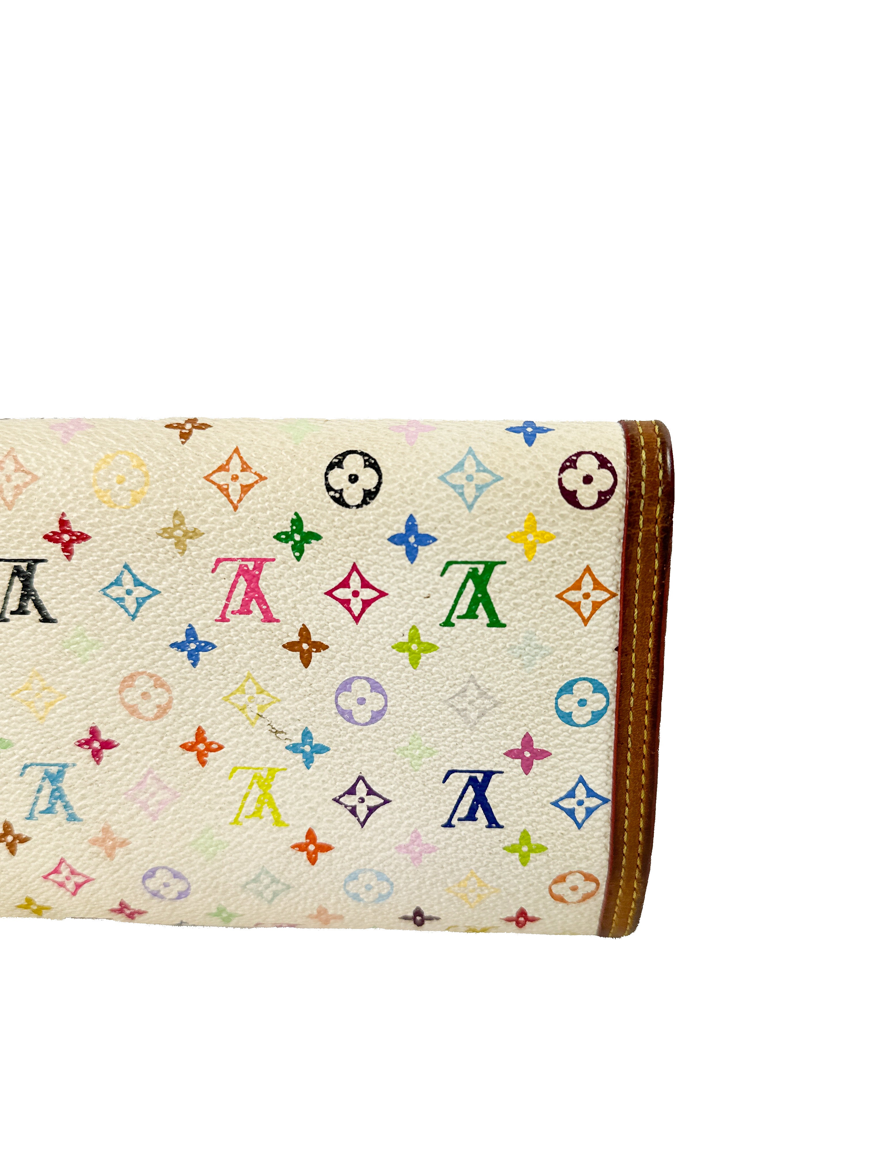 Louis Vuitton white multicolor porte tresor international wallet TH0074