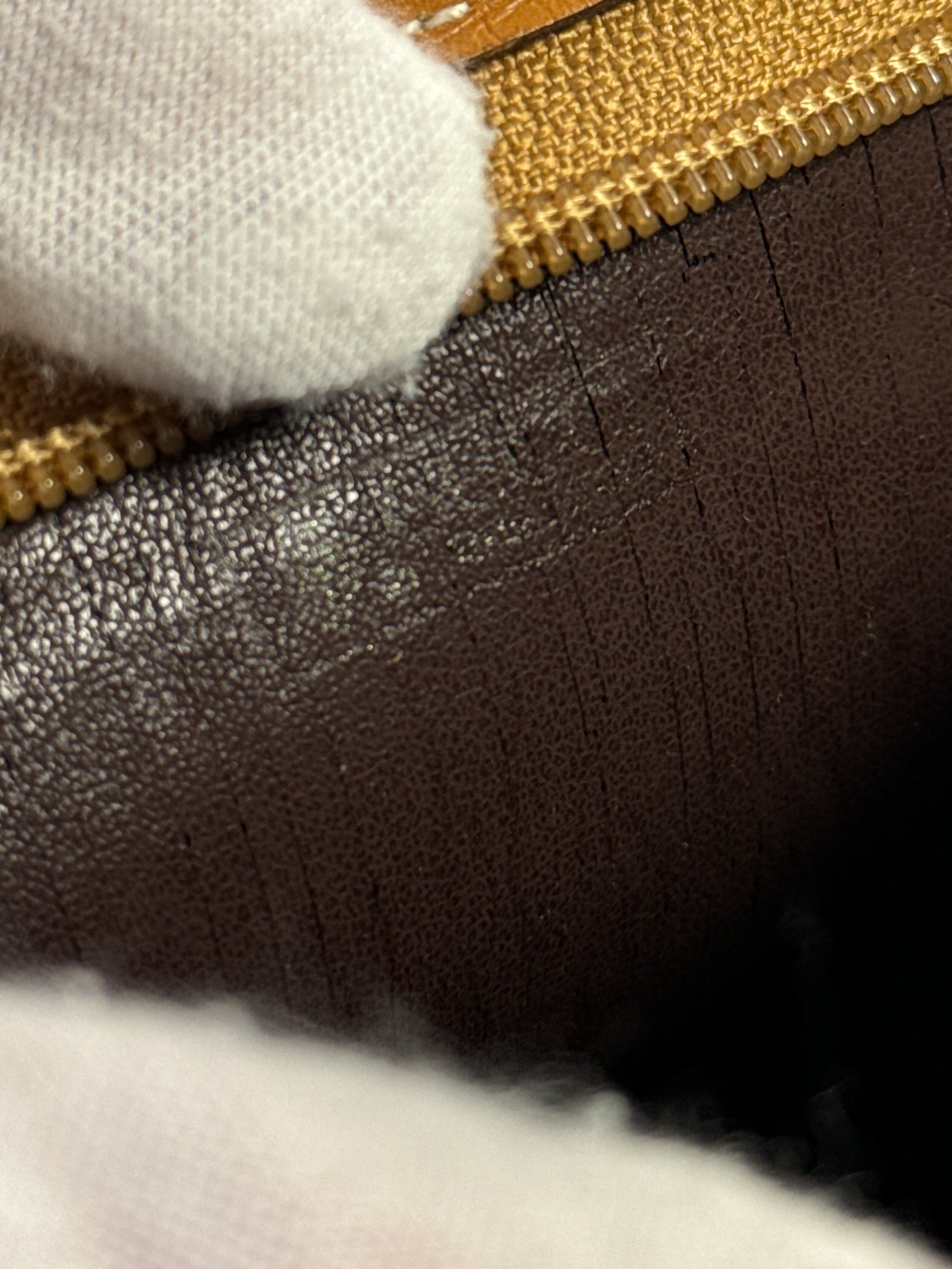 Gucci brown vintage coated canvas and leather zip pouch