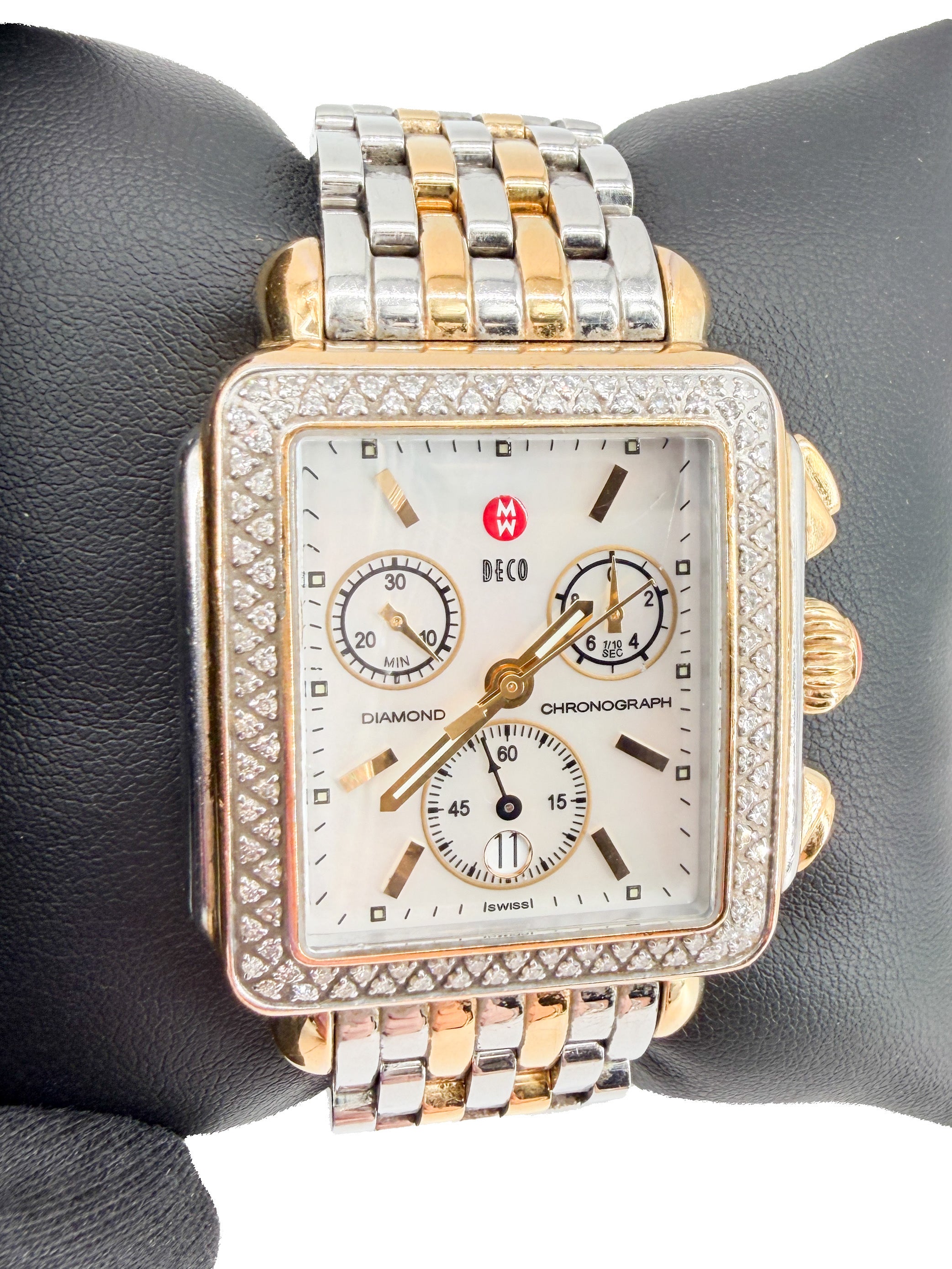 Michele Deco Chronograph two tone diamond 33MM watch B73808SS