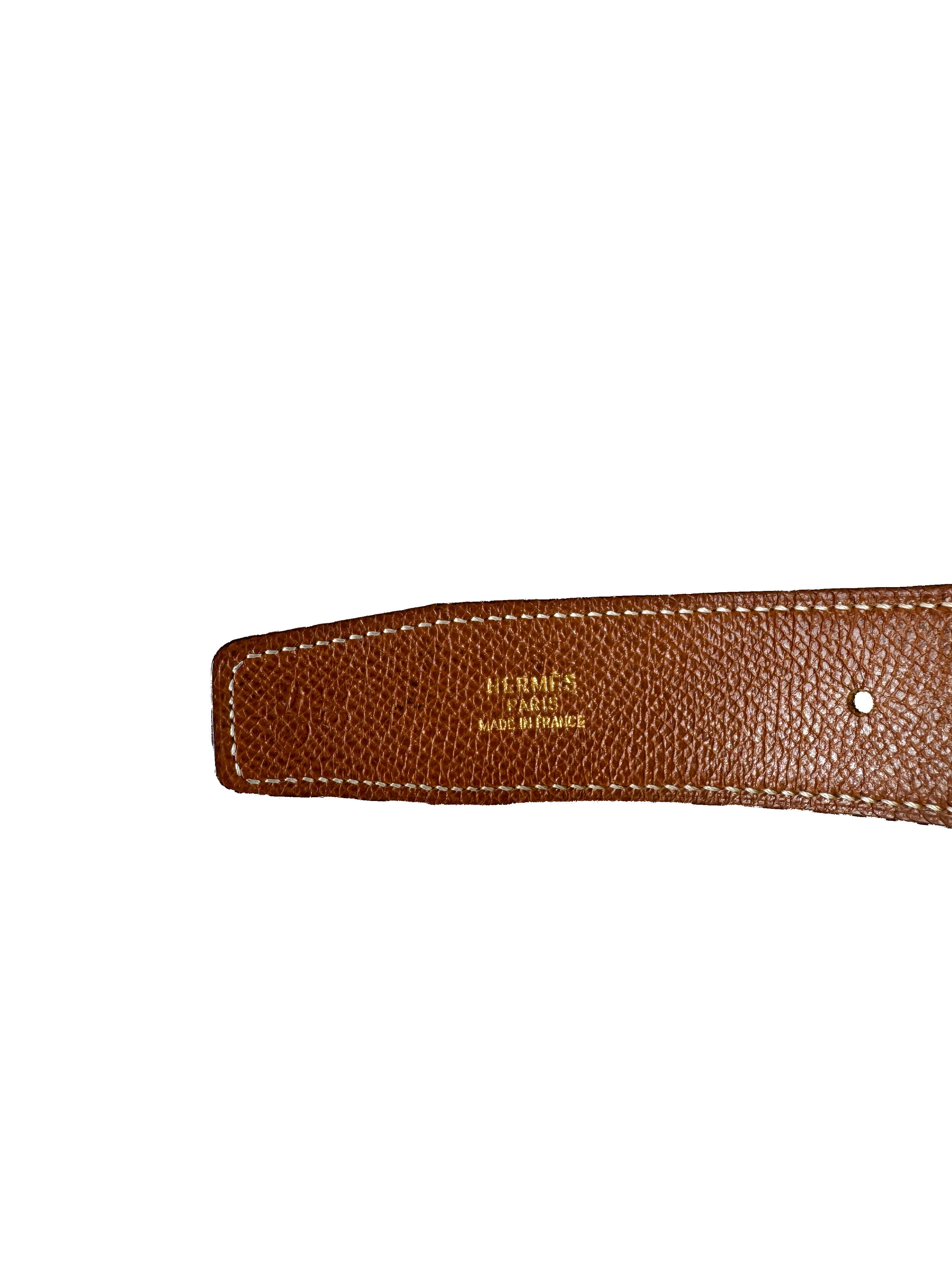 Hermès black/brown Constance belt size 90 (circle X)
