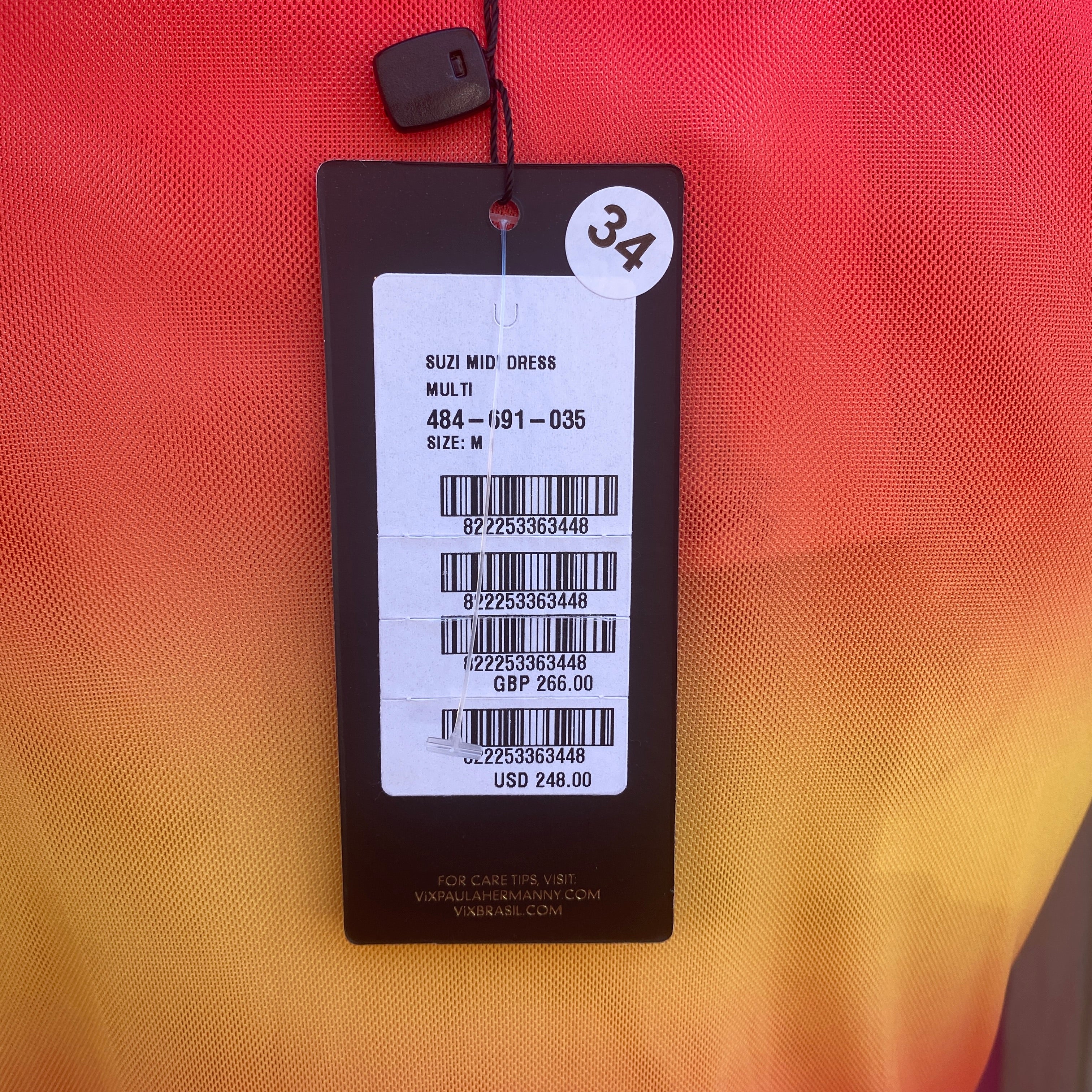 VIX Paula Hermanny pink orange ombre dress size M NWT