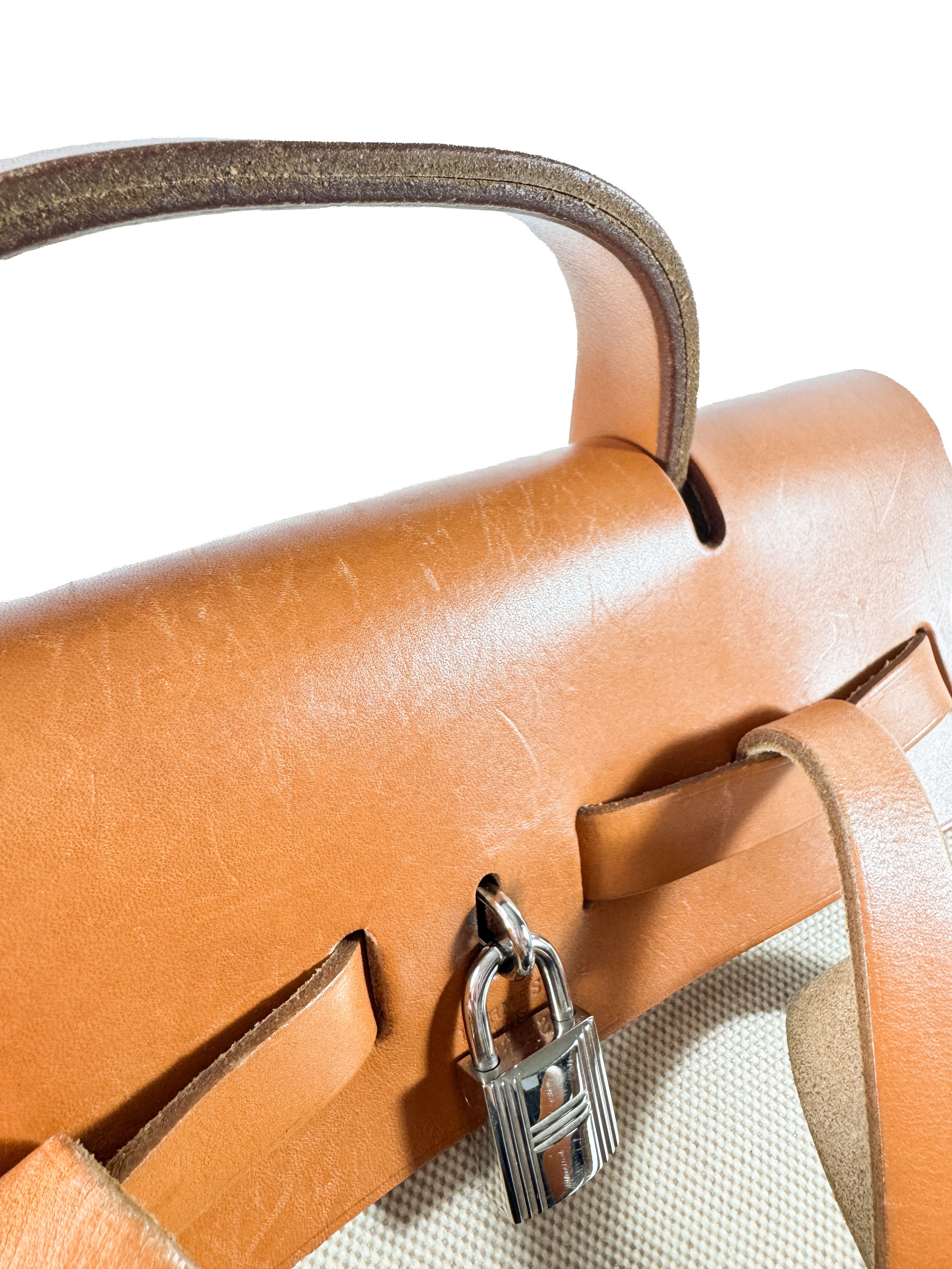 Hermès herbag toile backpack w/ large shell (square E, 2001)