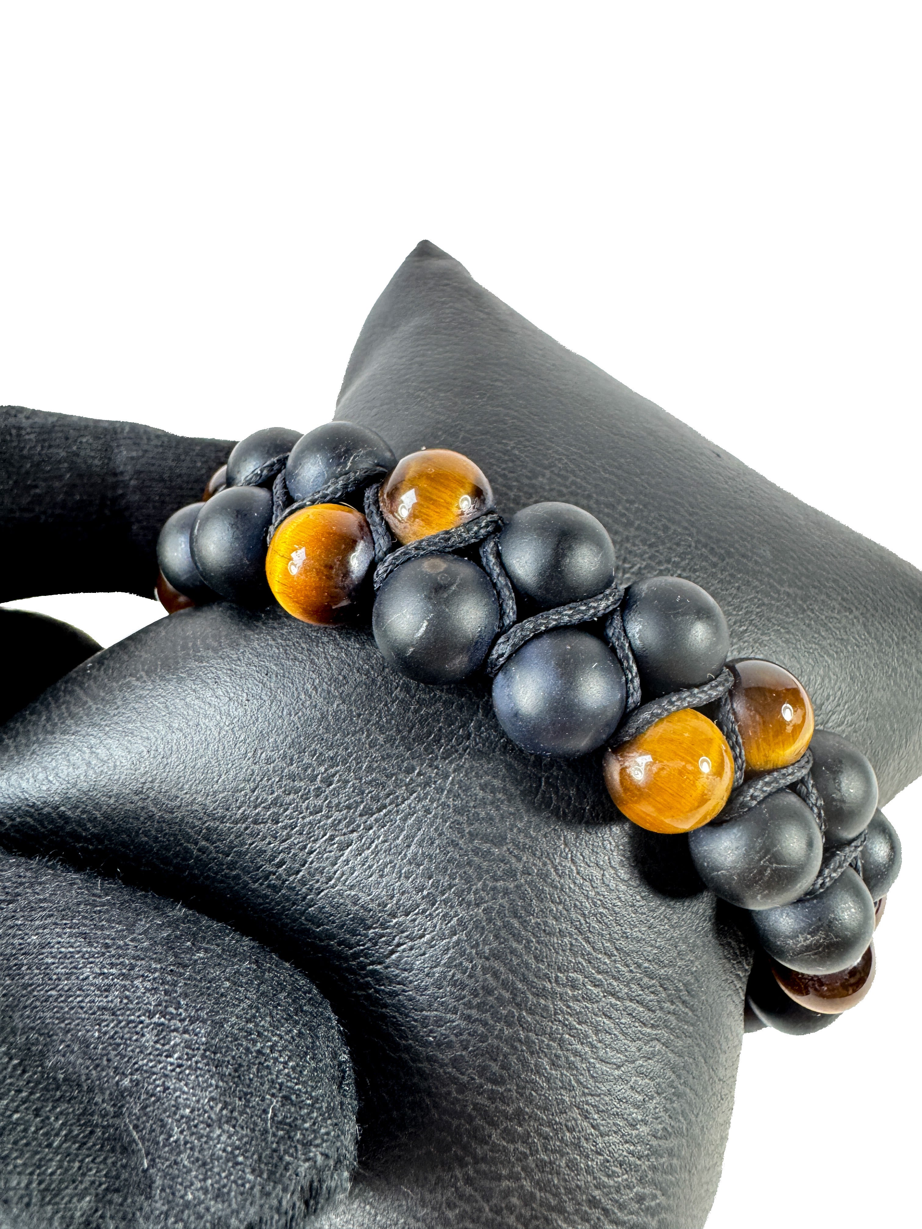David Yurman black onyx, tigers eye Spiritual beads bracelet