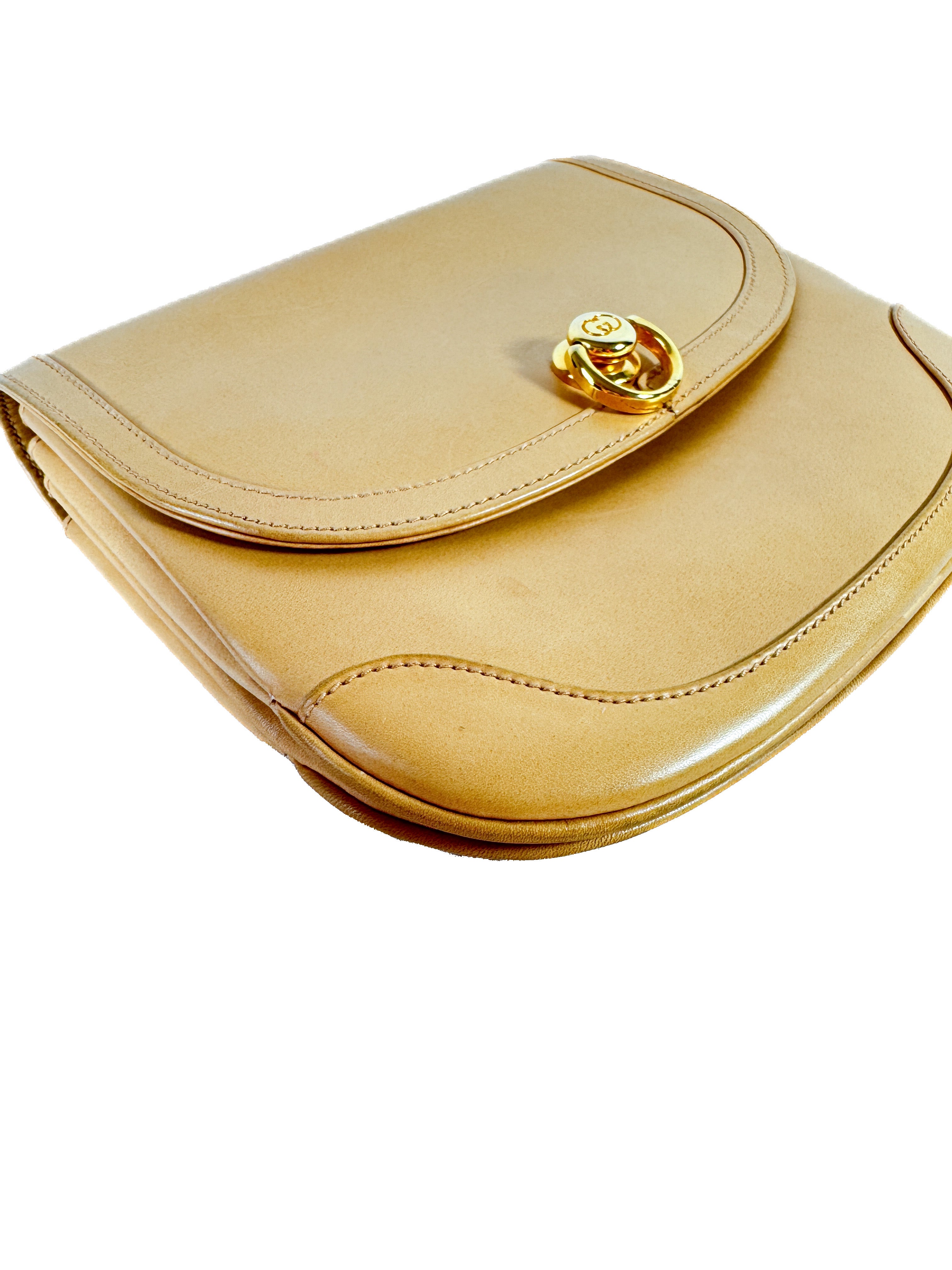 Gucci light tan leather vintage crossbody