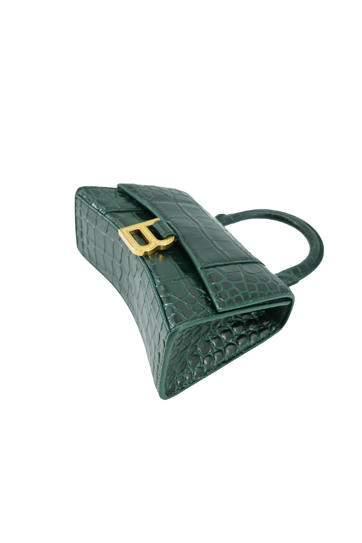 Balenciaga green croc embossed hourglass XS 493075
