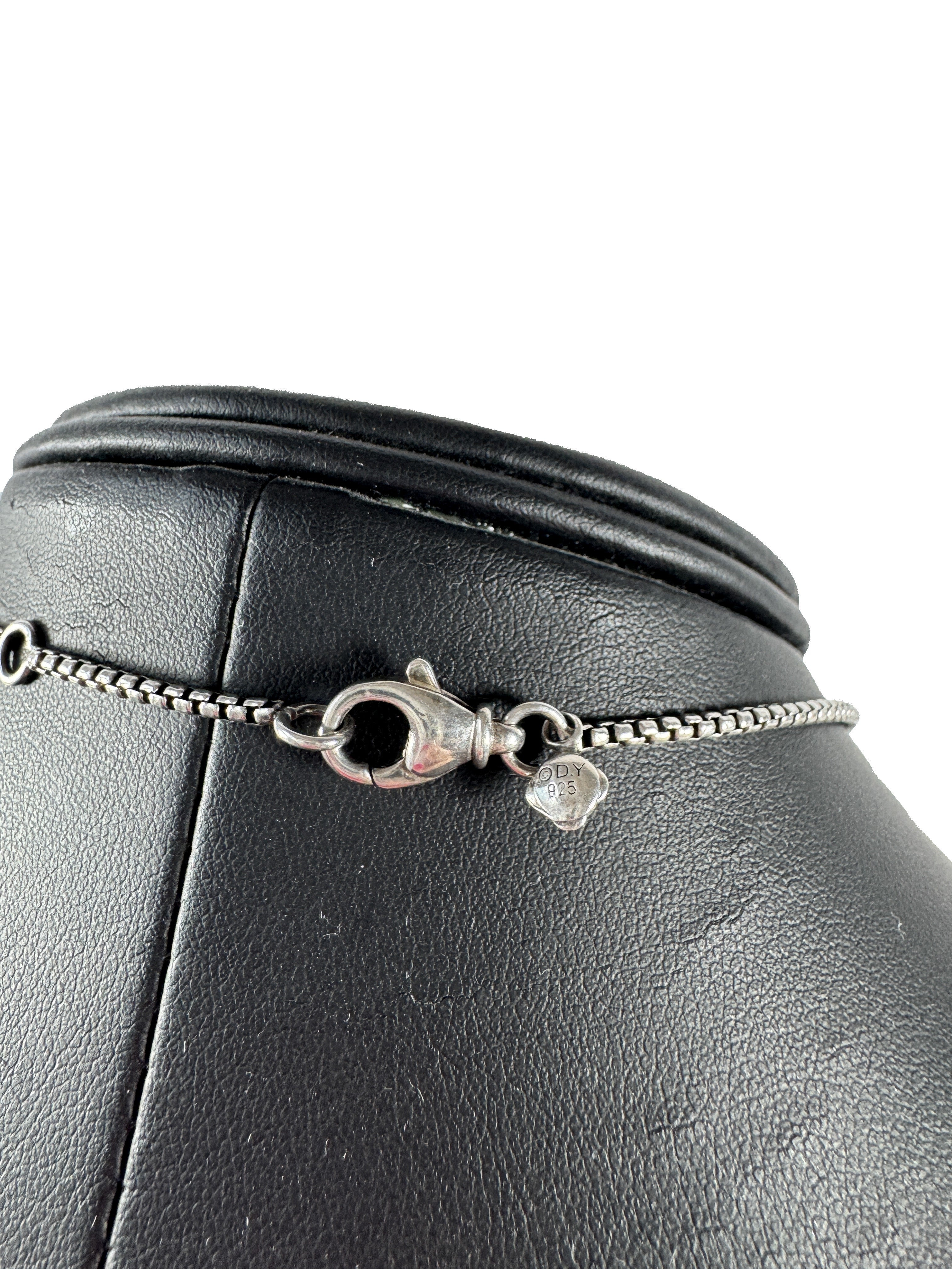 David Yurman sterling silver diamond starburst necklace