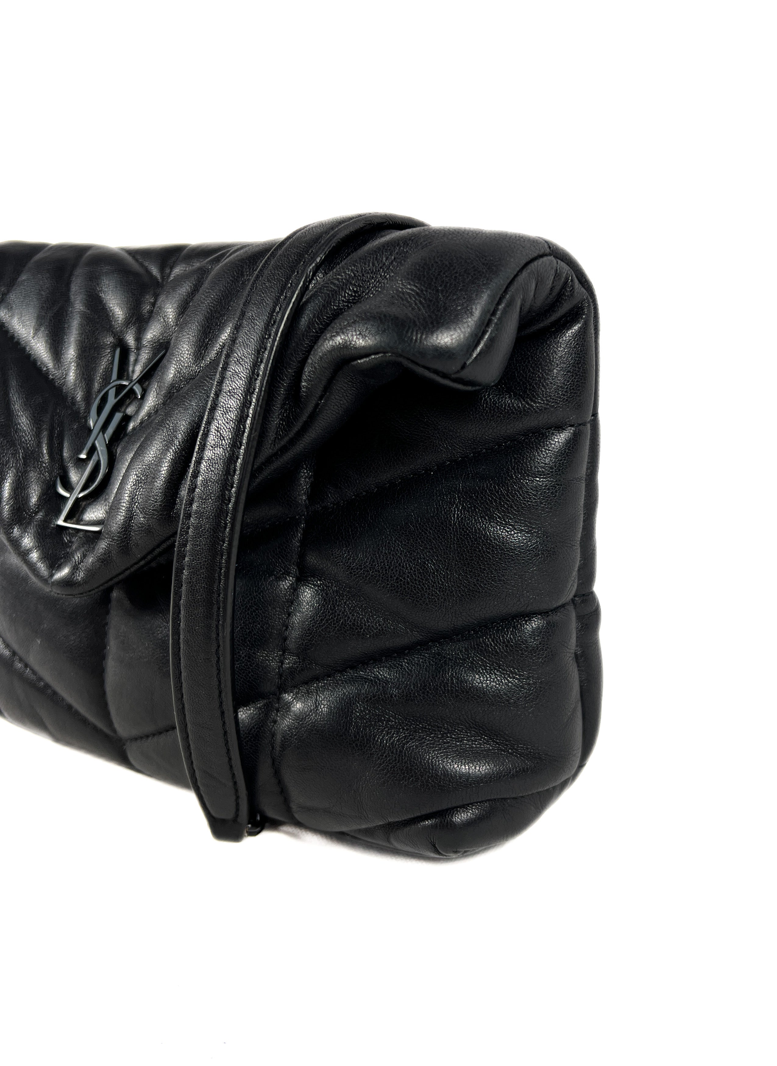Saint Laurent black mini Lou puffer bag