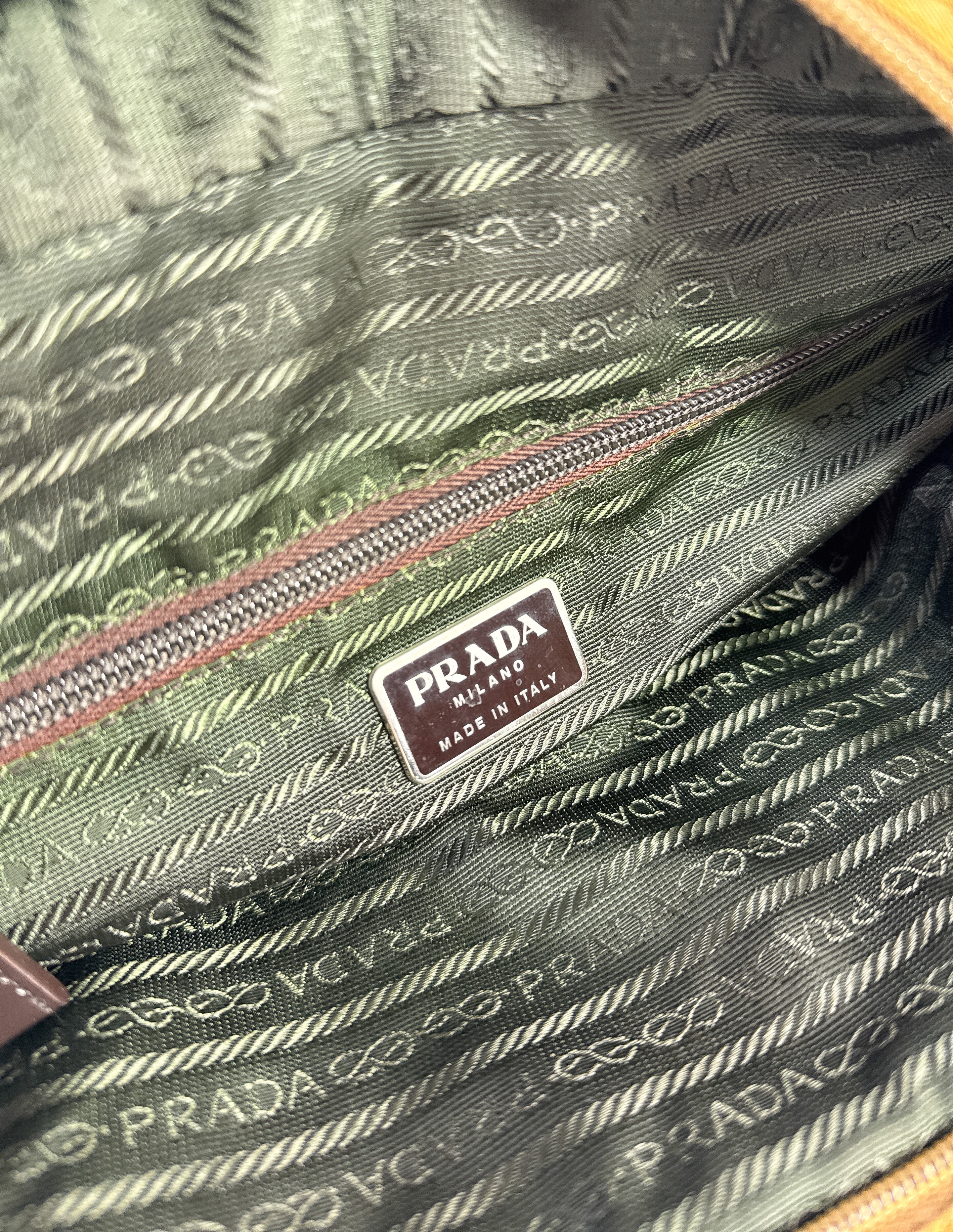 Prada golden brown vintage nylon tote