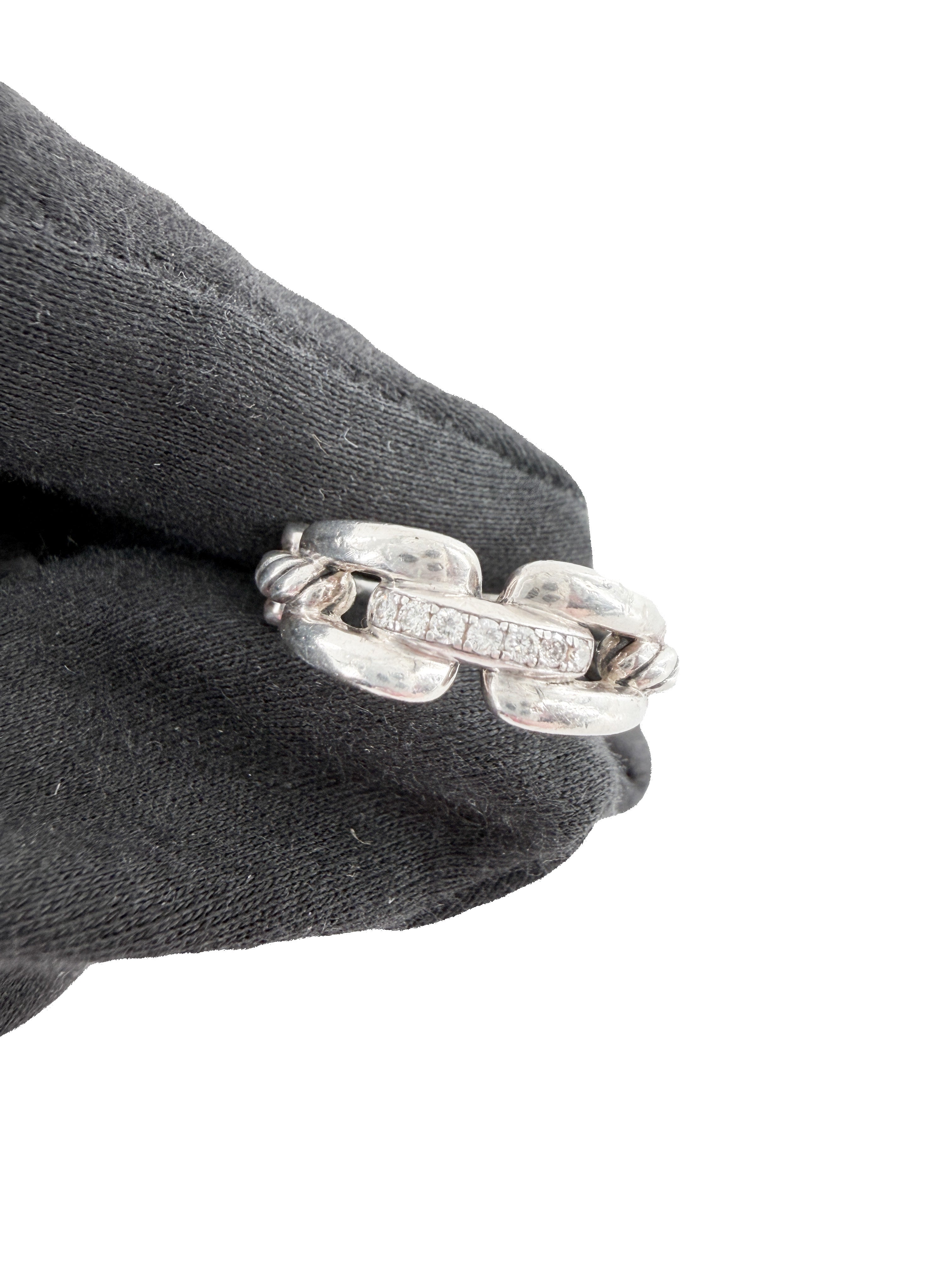 David Yurman sterling silver and diamond link ring