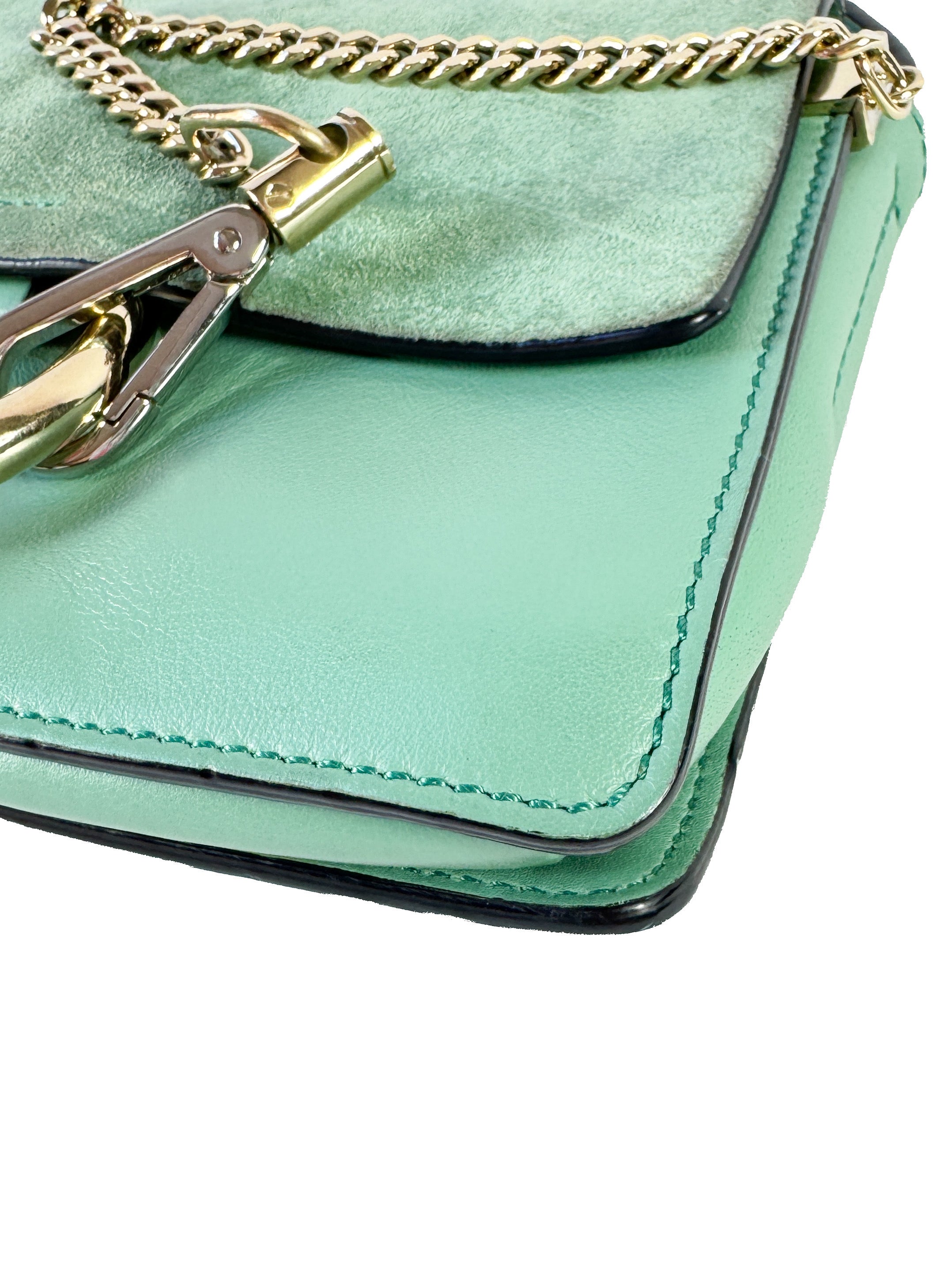 Chloé green leather suede Faye small crossbody 01-17-99-65