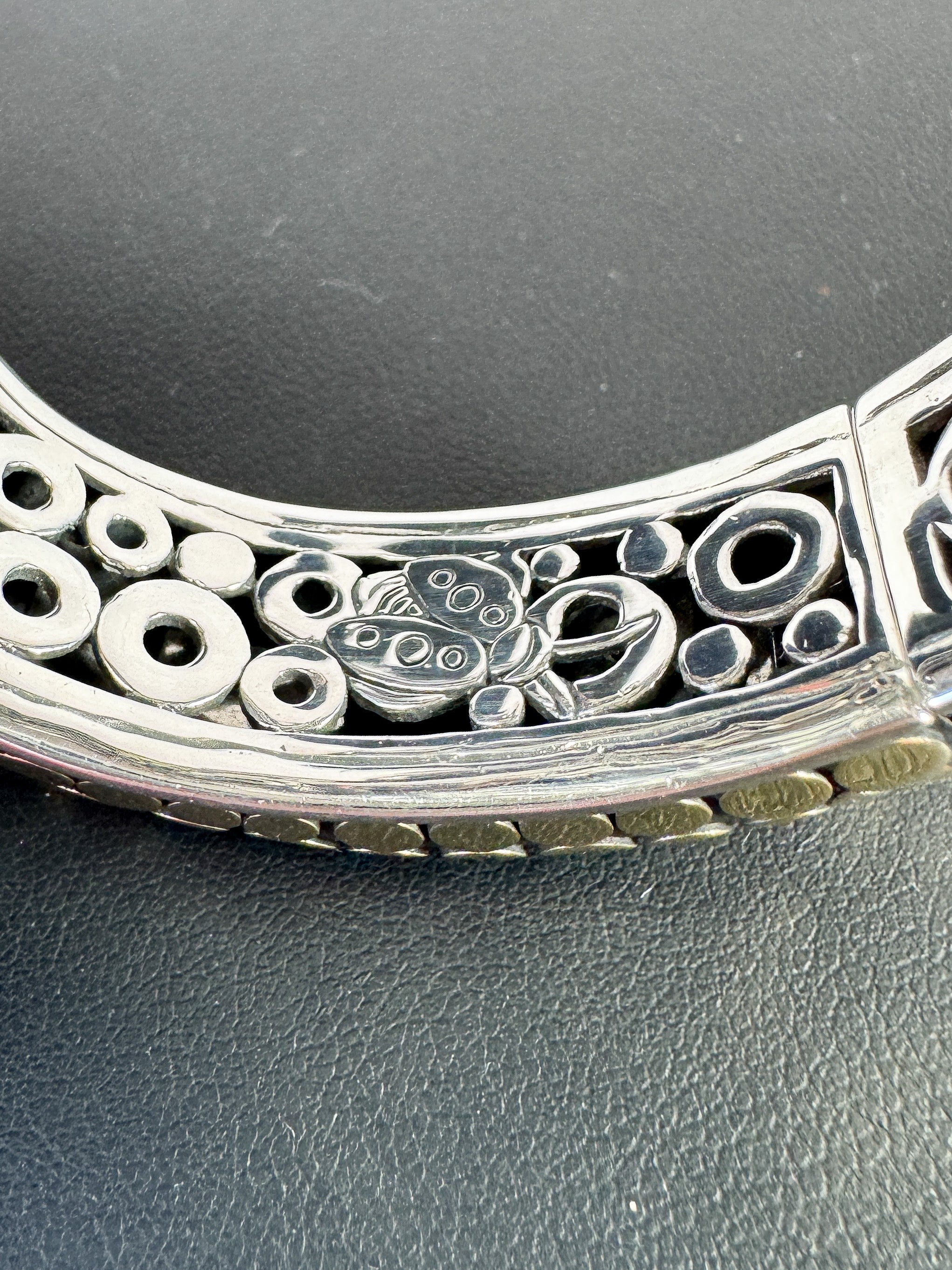 John Hardy sterling silver 18k gold leaf Ayu dot collection bracelet