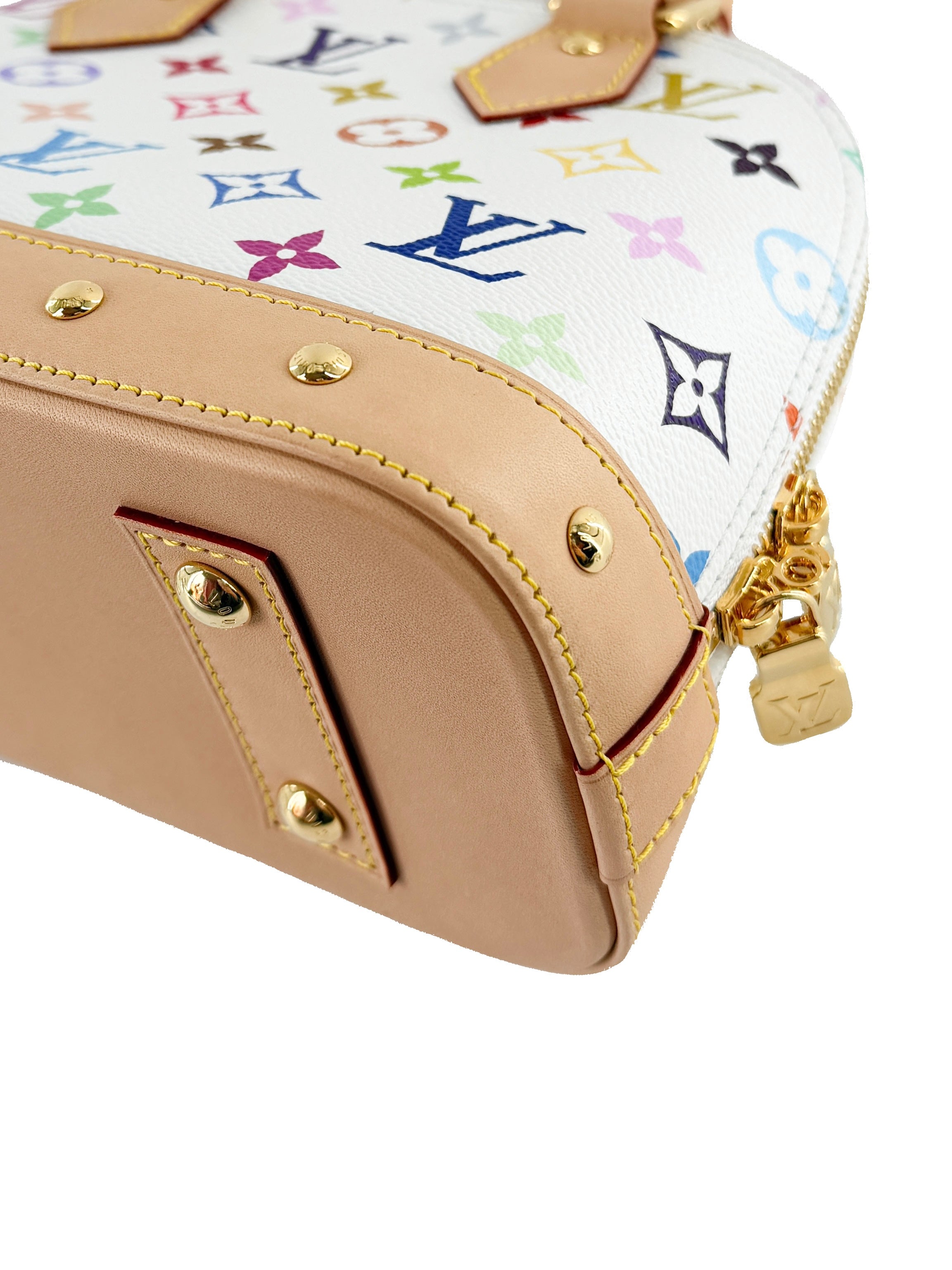 Louis Vuitton x Takashi Murakami multicolor Alma BB white NFC