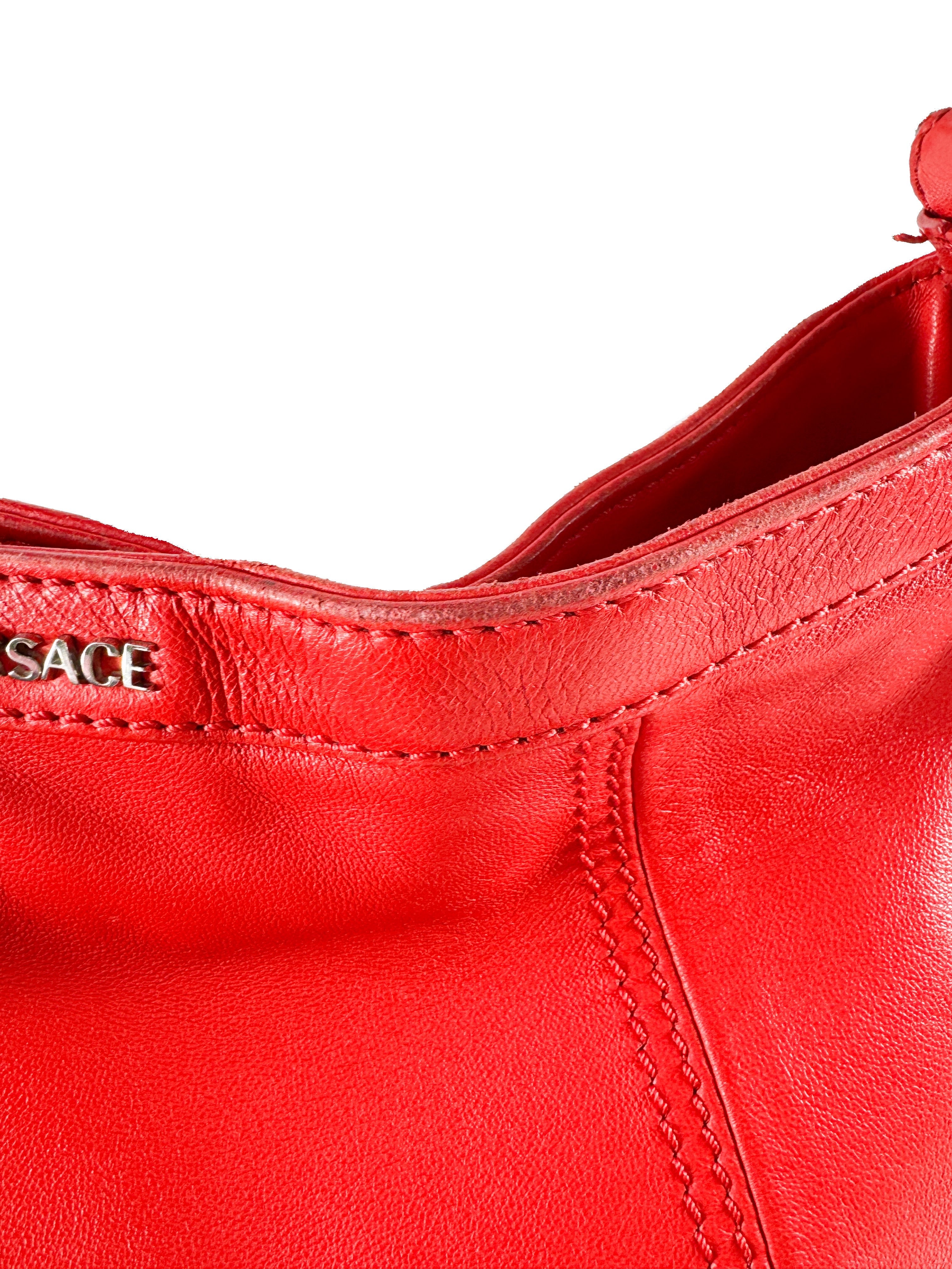 Versace red leather shoulder bag