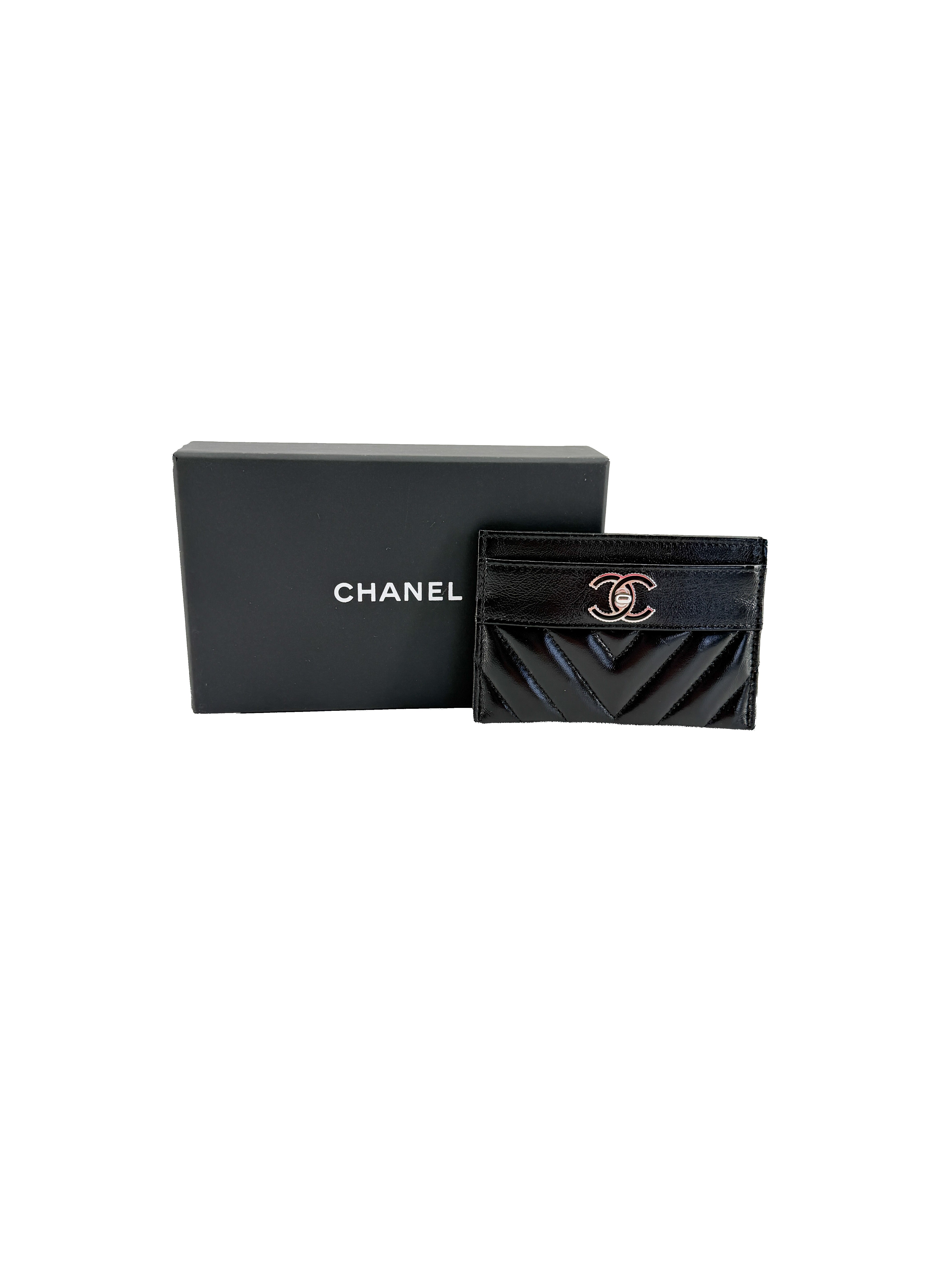Chanel glazed leather CC turnlock card case 29405852