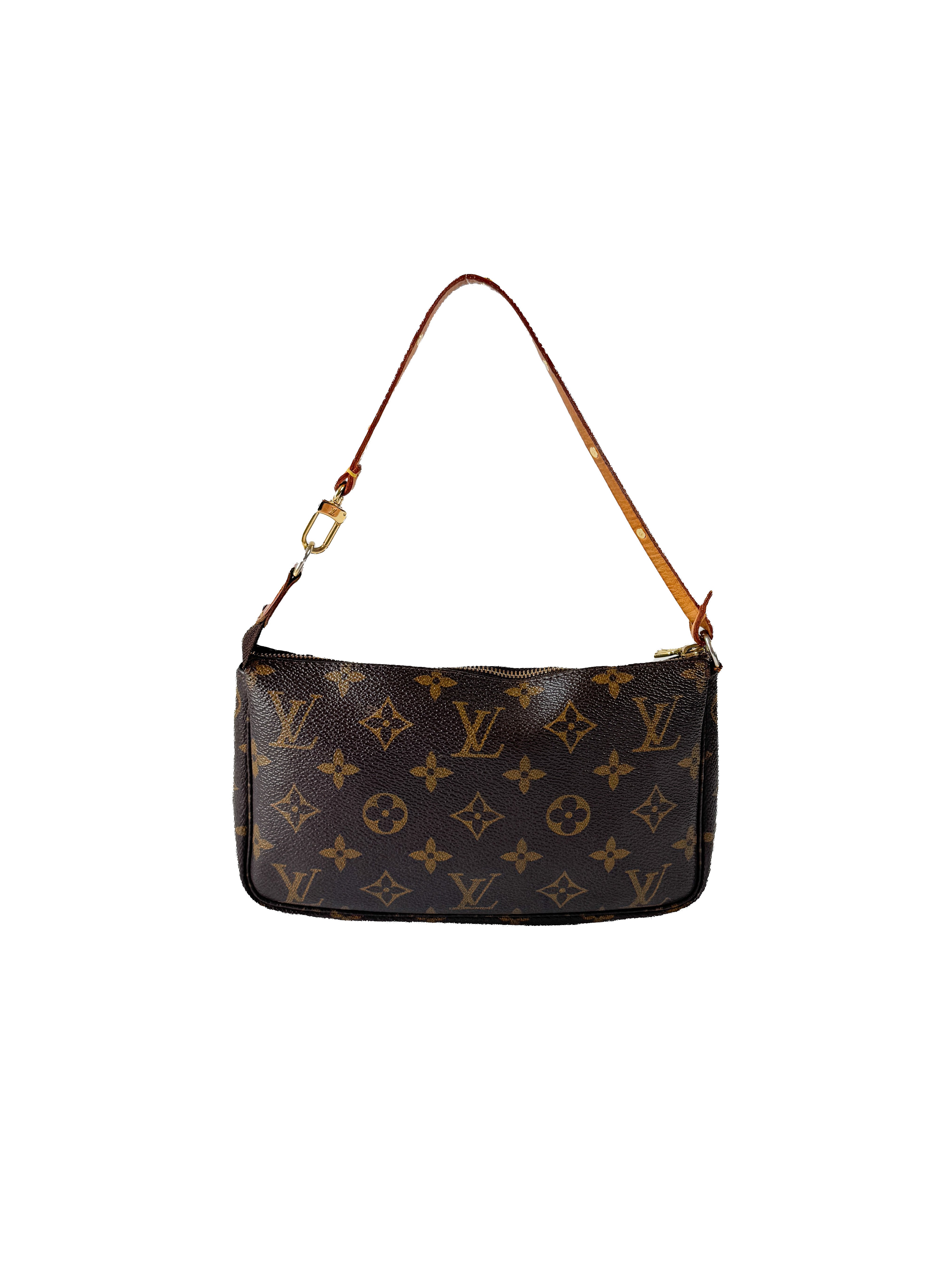 Louis Vuitton monogram pochette w/studded strap AR0969 *as is*