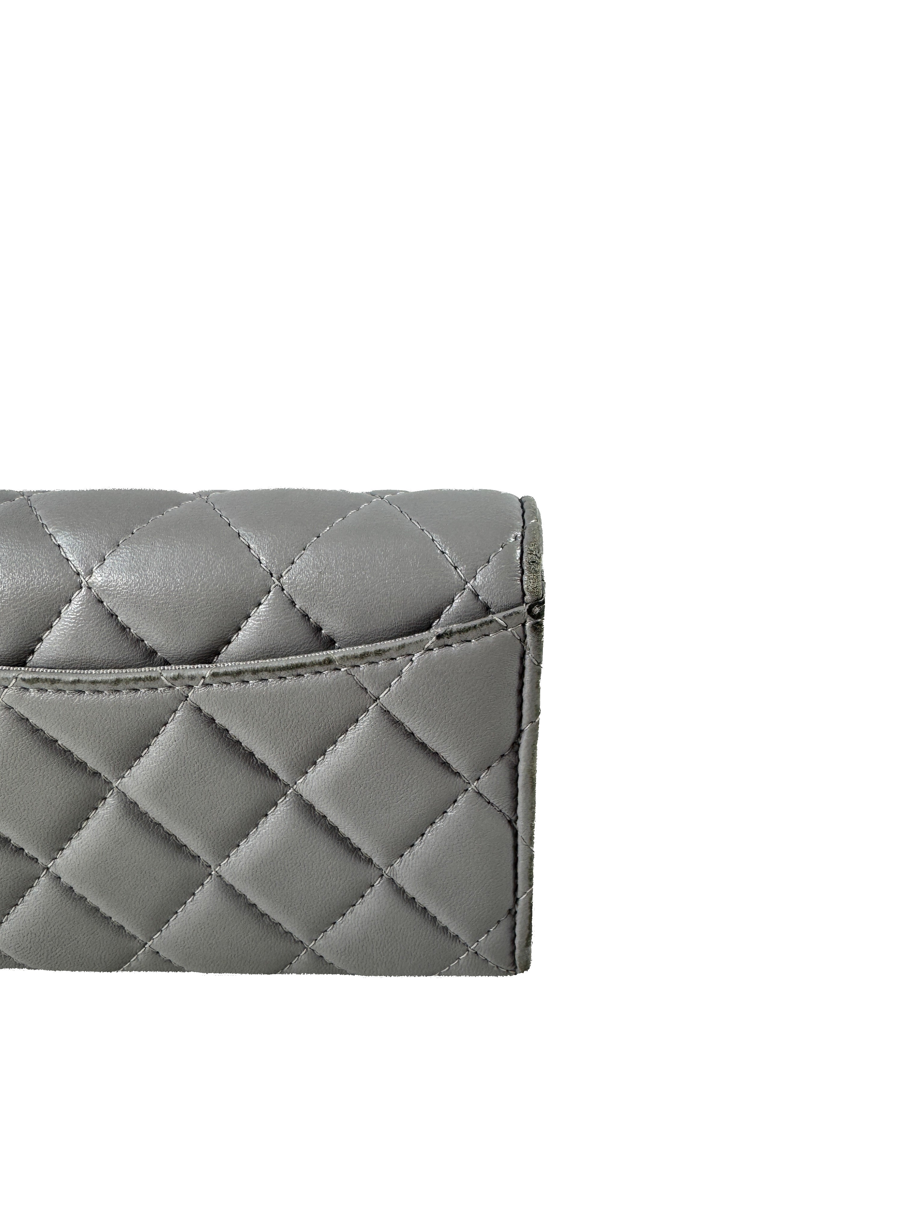 Chanel gray quilted compact wallet 31576720