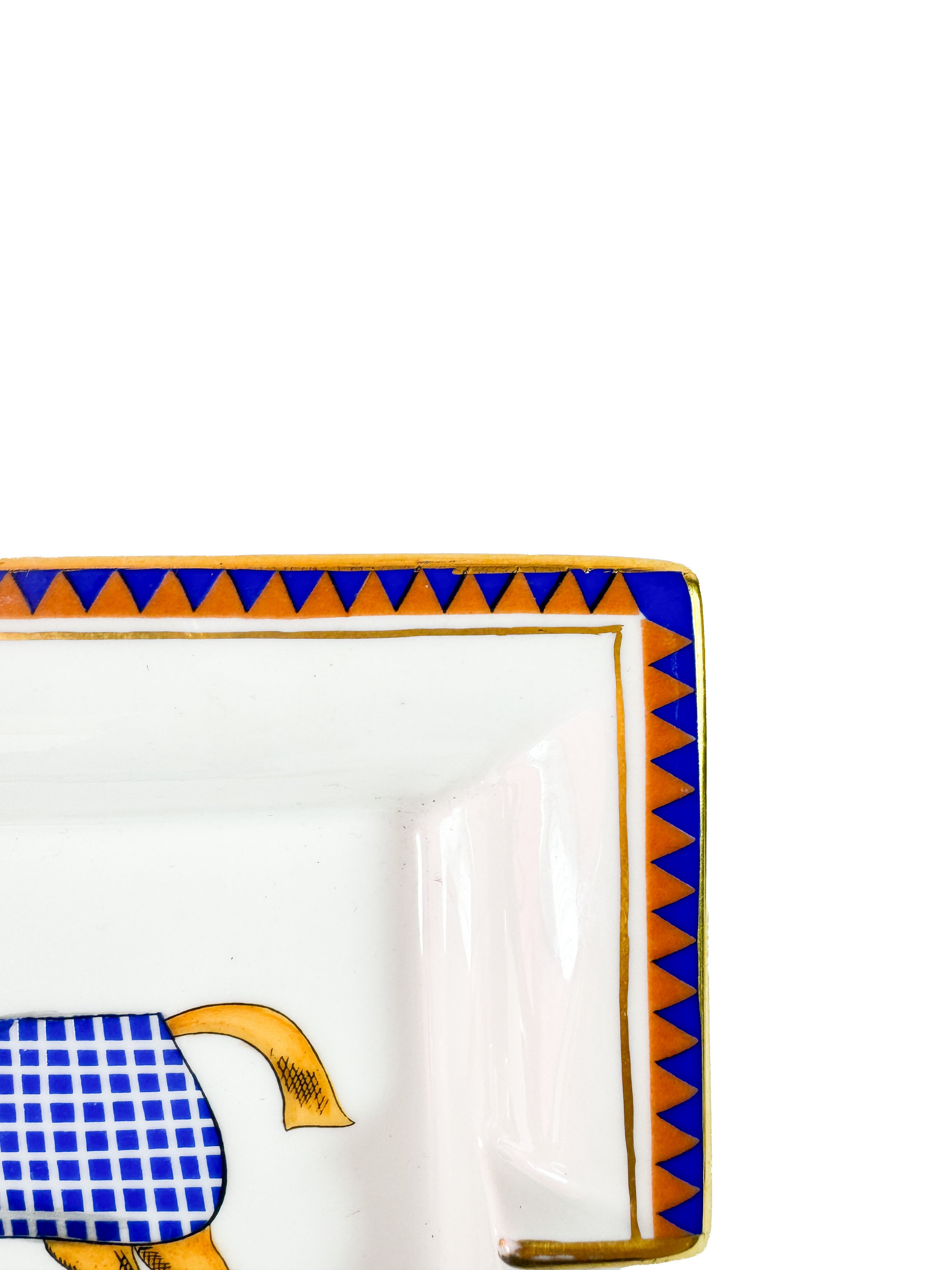 Hermès blue Cheval deco porcelain ashtray