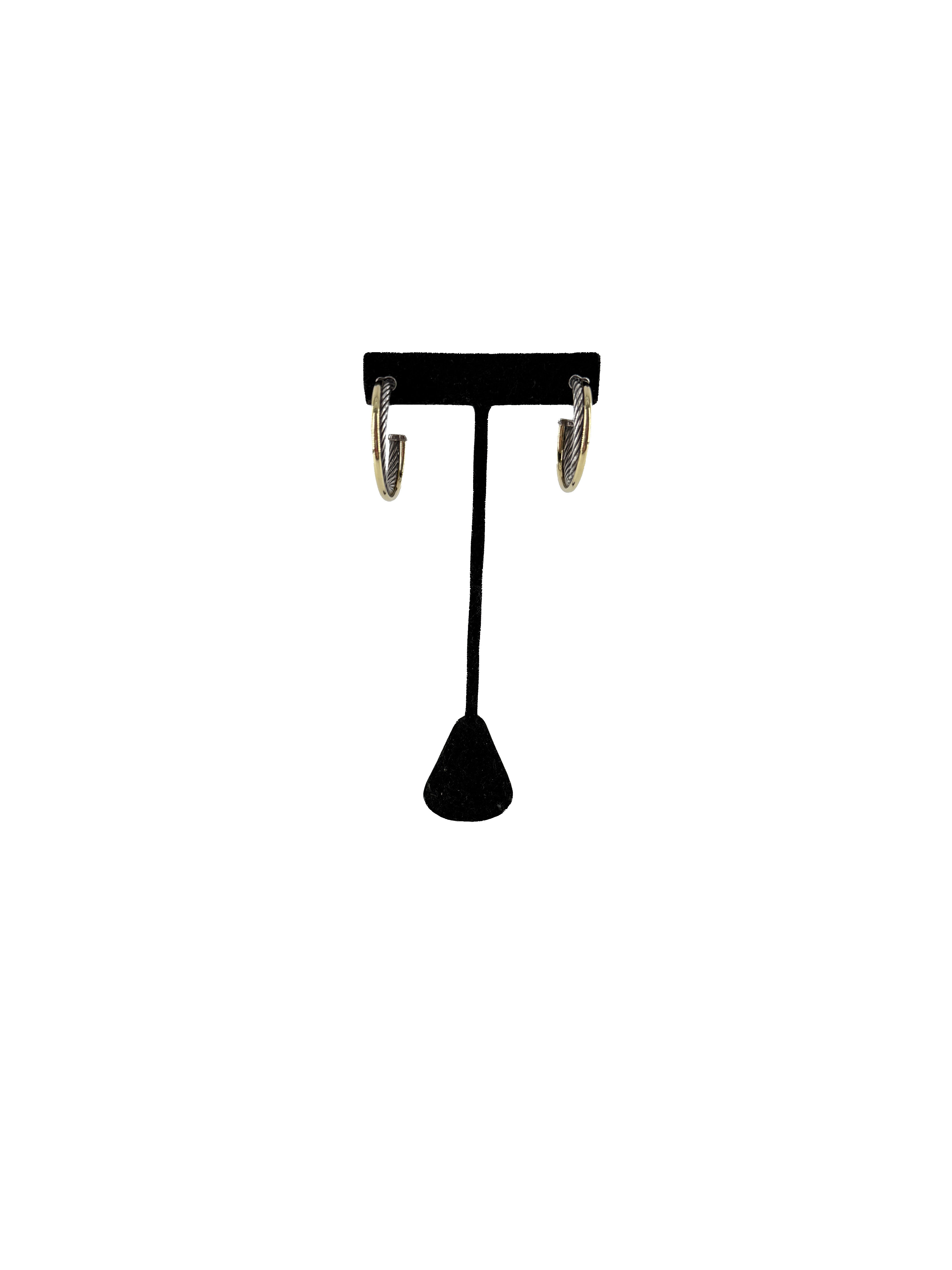 David Yurman sterling silver 18k yellow gold crossover hoop large