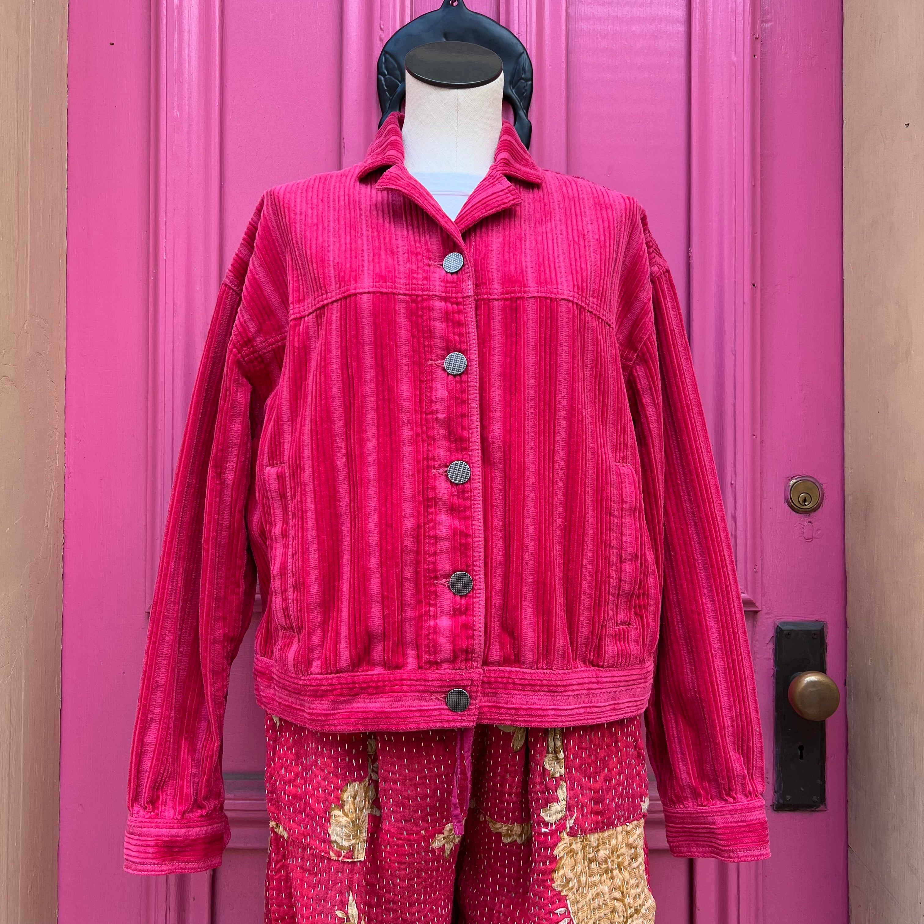Cabi hot pink corduroy jacket size M