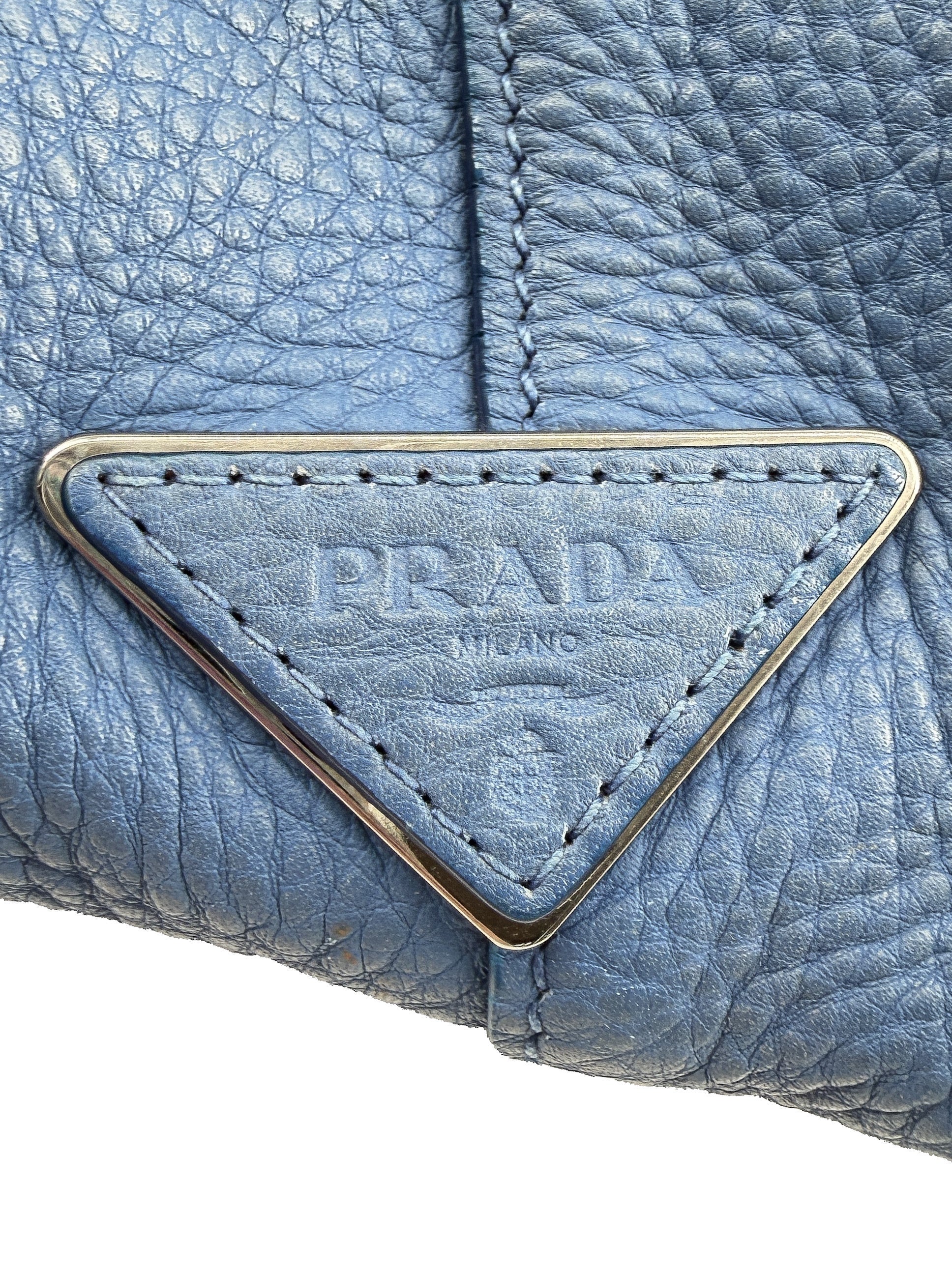 Prada blue leather slouchy Shopper tote 31