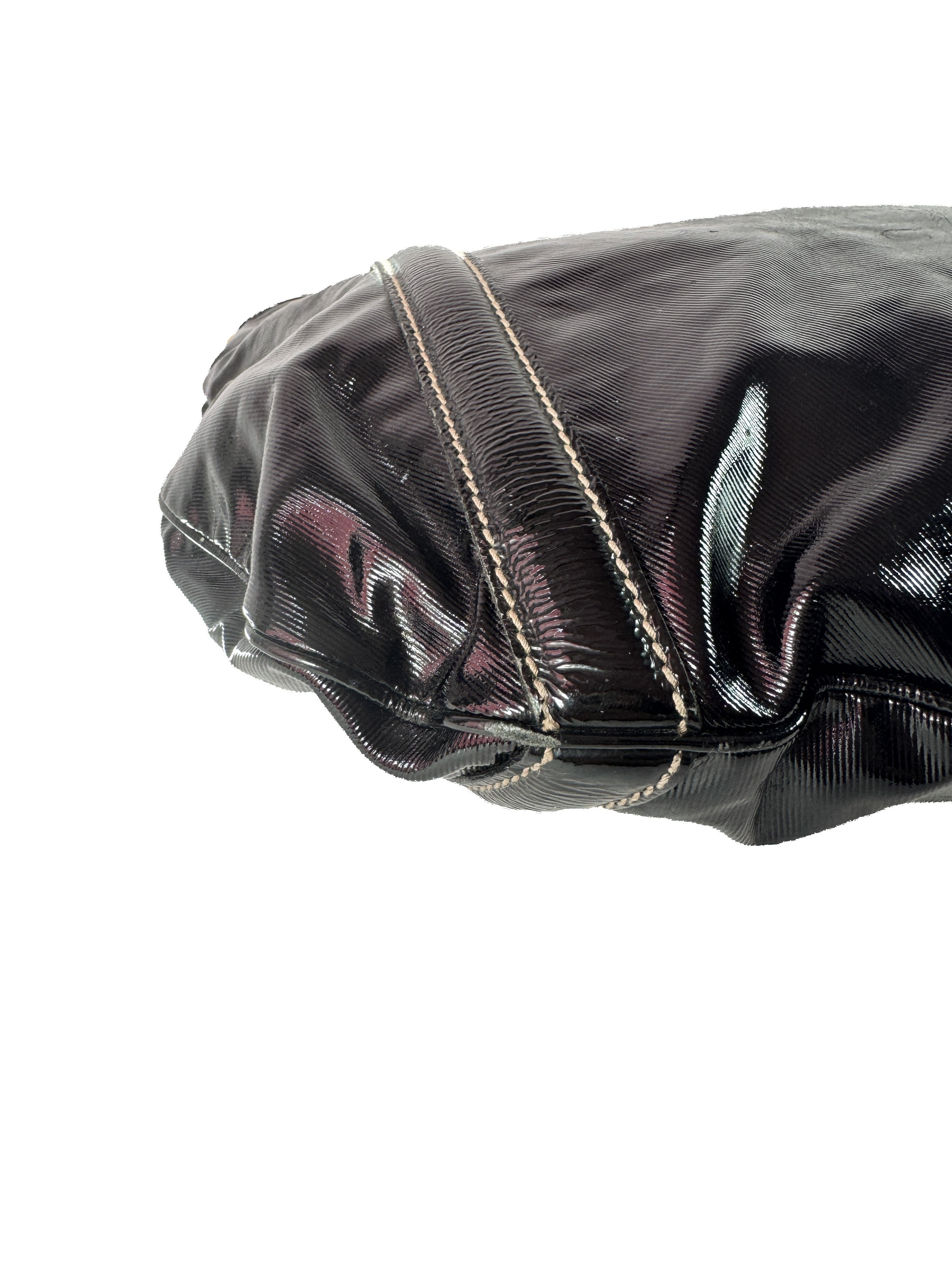 Gucci black Web Britt patent leather tote 162886 492783 *as is*