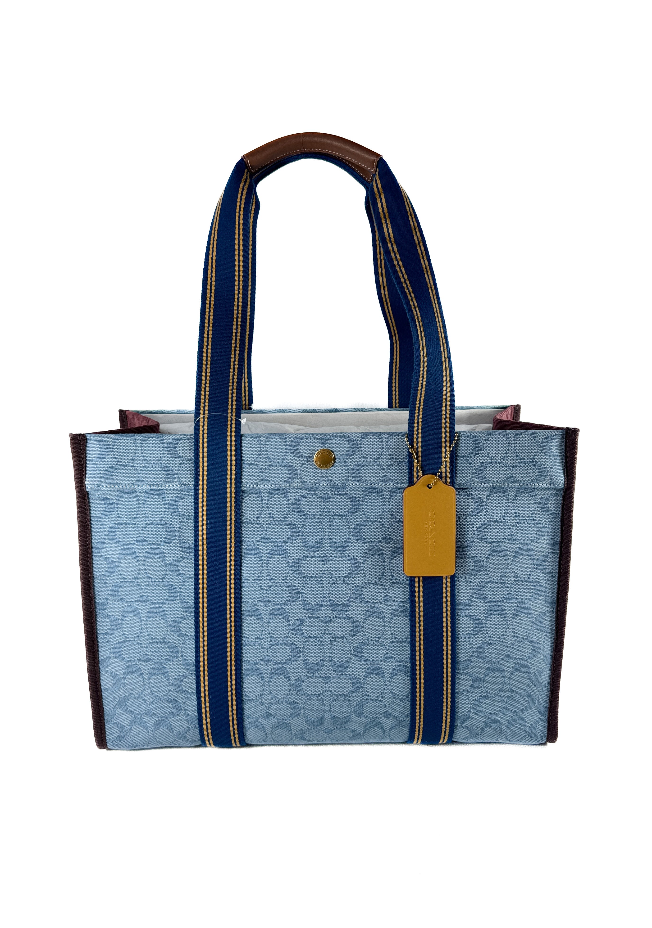 Coach denim blue canvas Spin tote 42 NWT