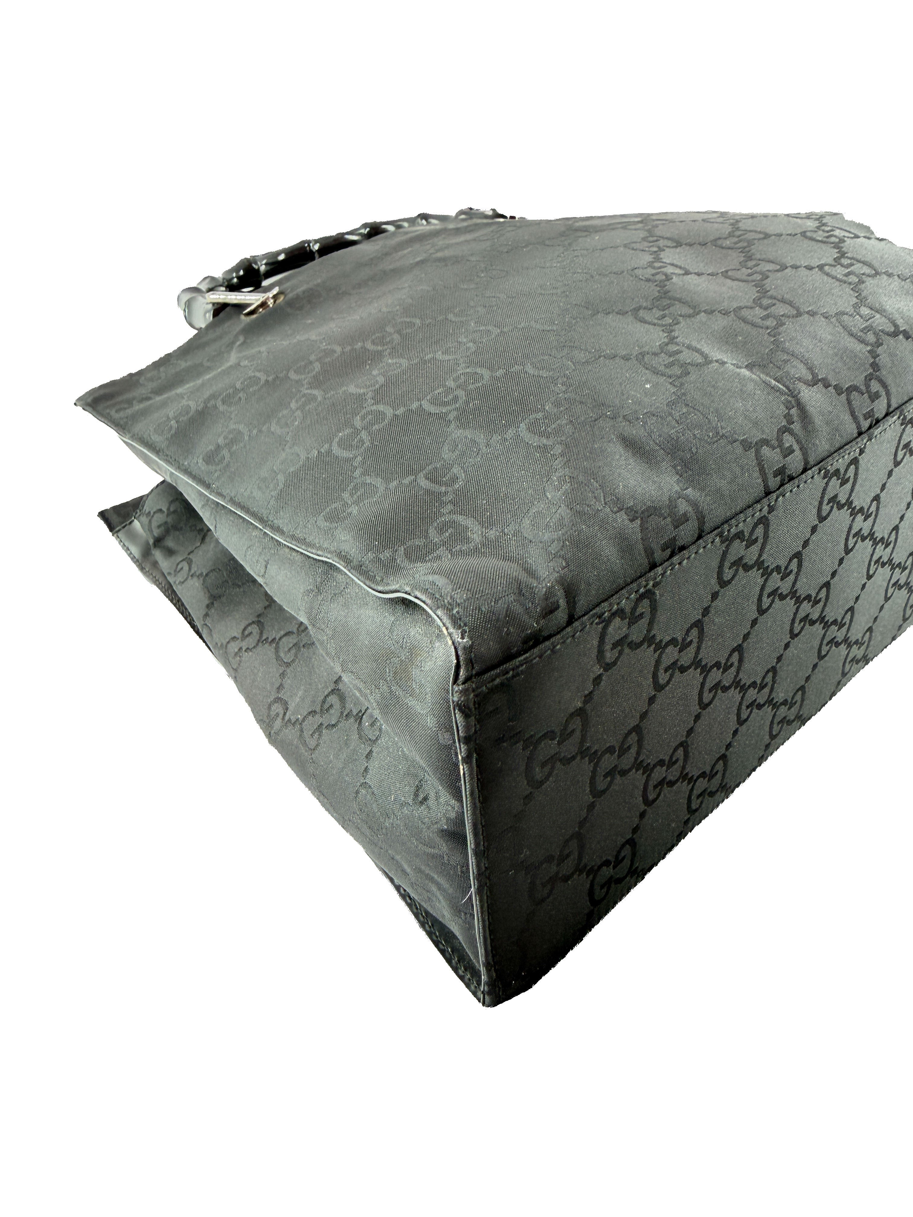 Gucci black GG bamboo handle tote 002.1010002122