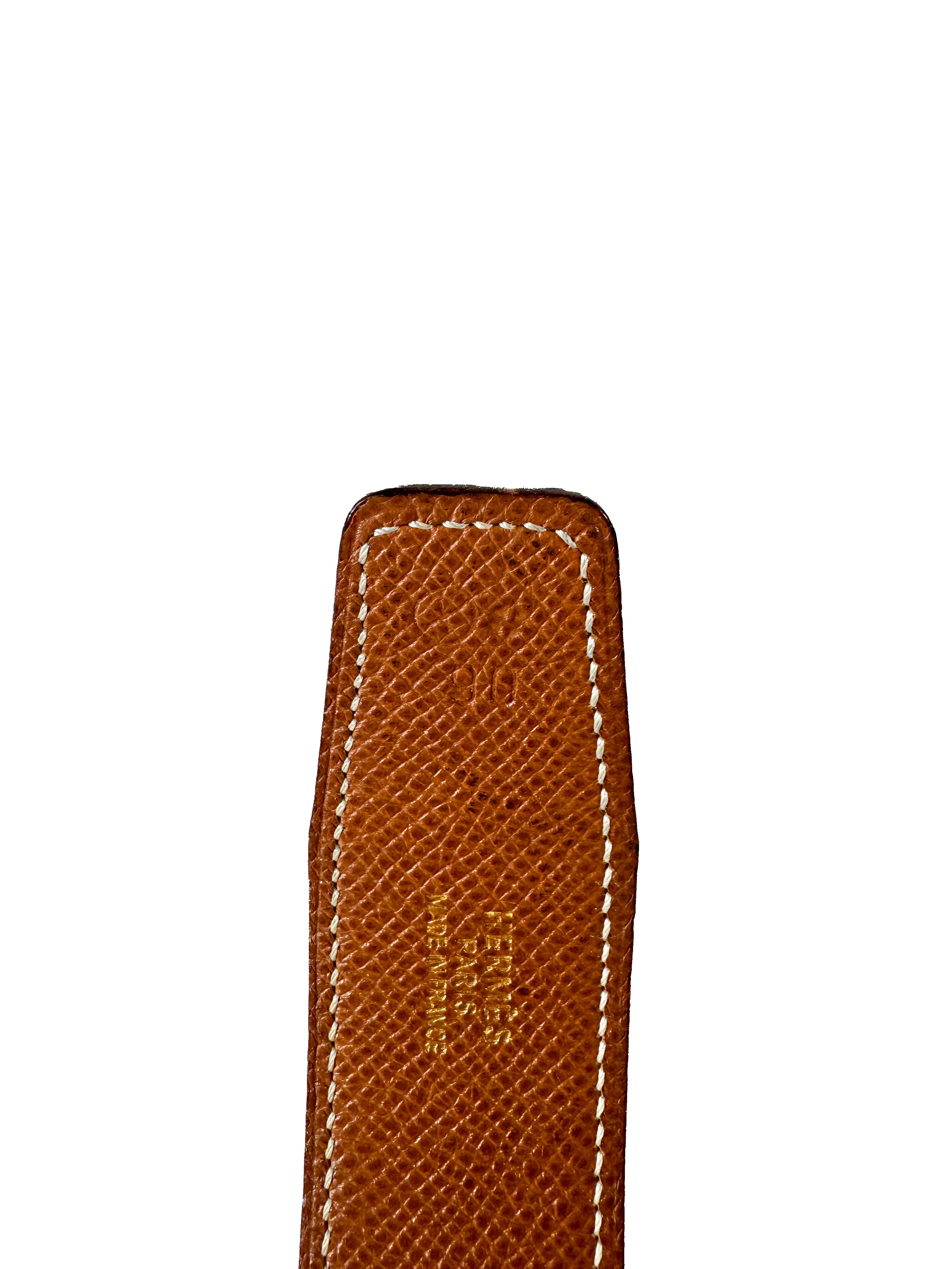 Hermès black/brown Constance belt size 90 (circle X)