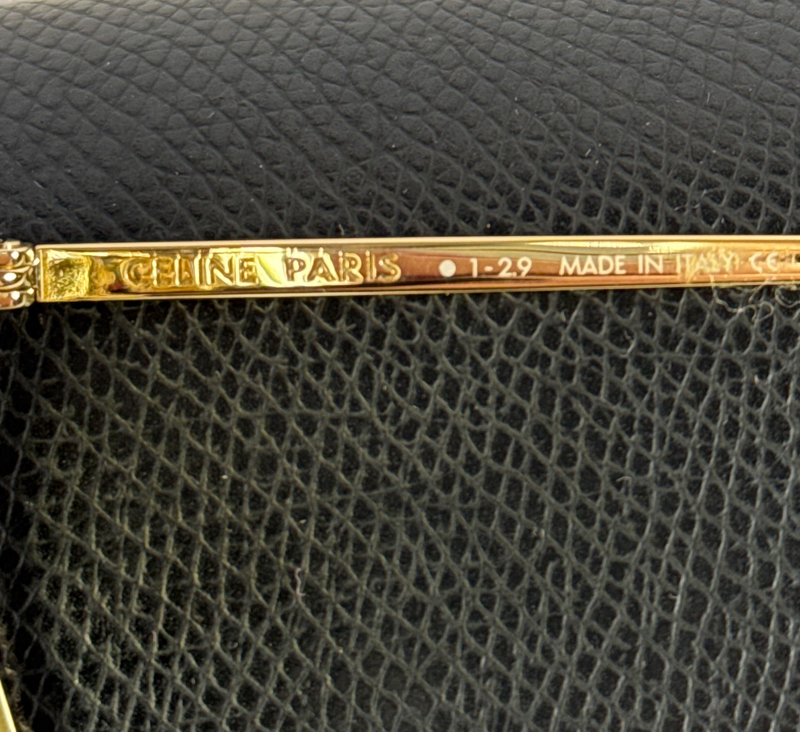 Celine gold metal oversized square sunglasses *case*