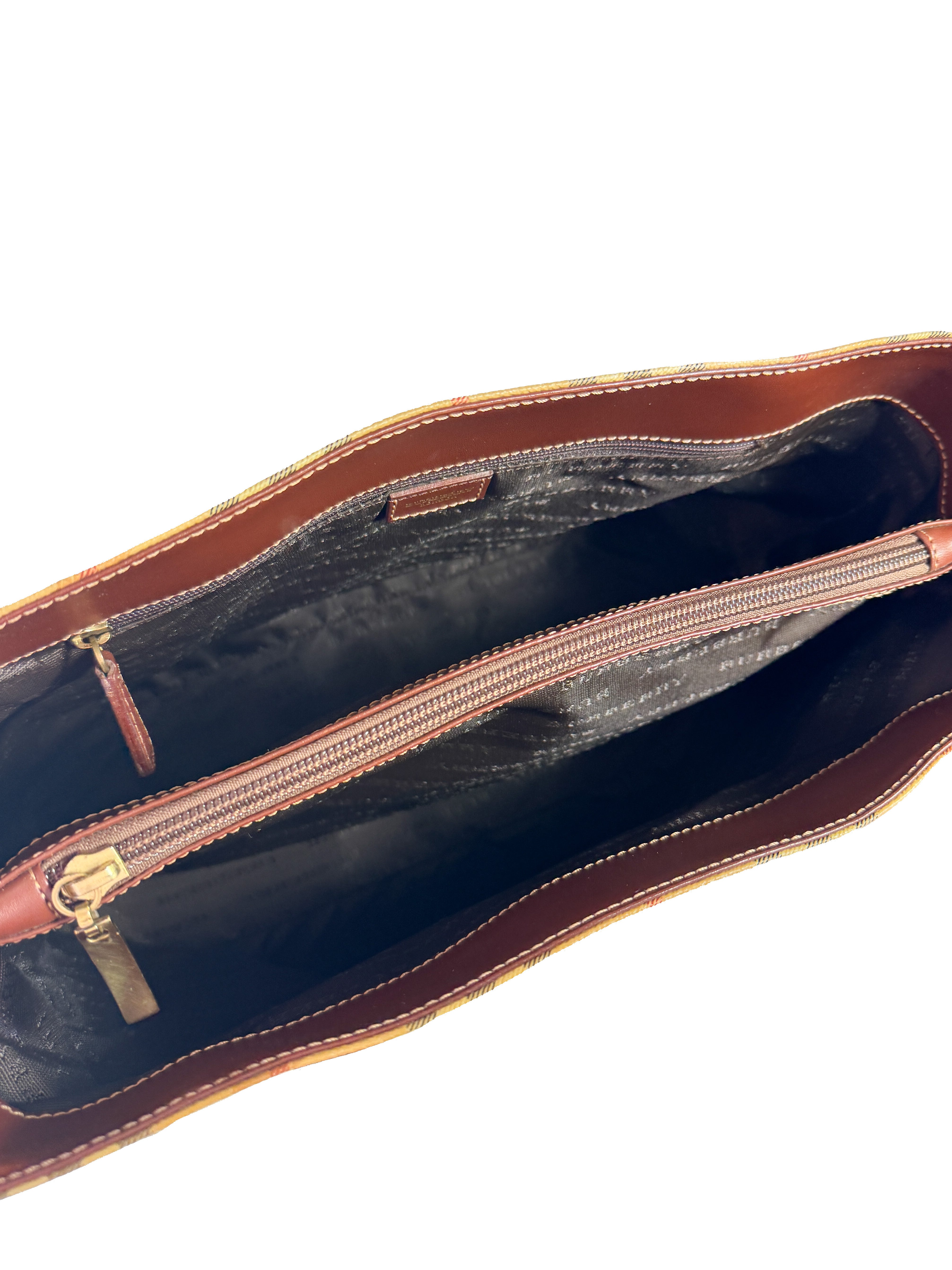 Burberry plaid coated canvas small tote T-0-21