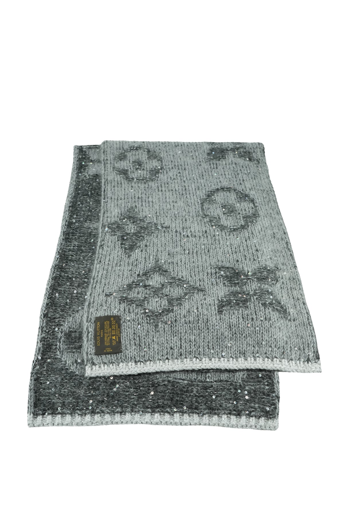 Louis Vuitton gray sparkle monogram scarf