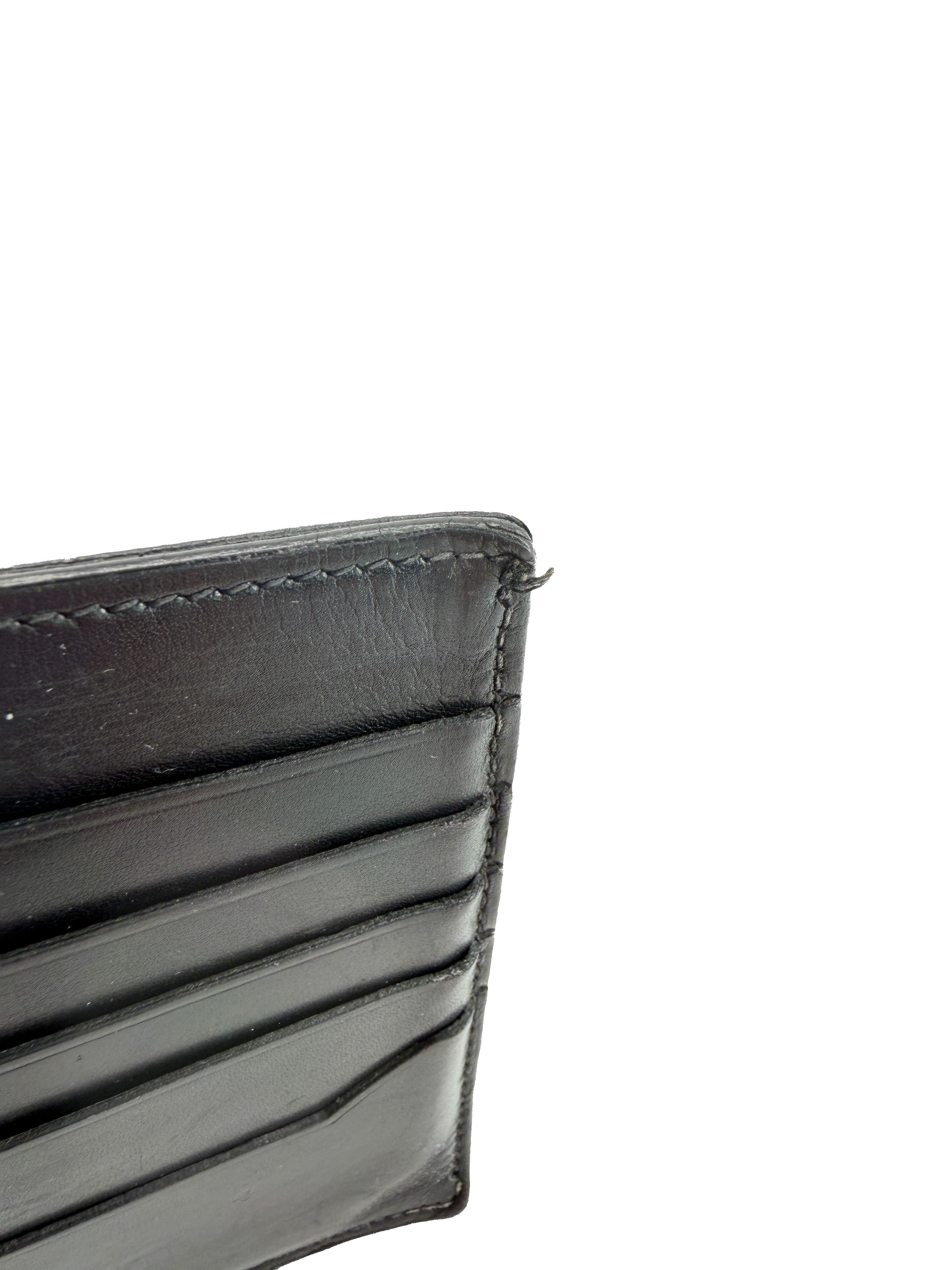 Hermès black leather bifold wallet square E