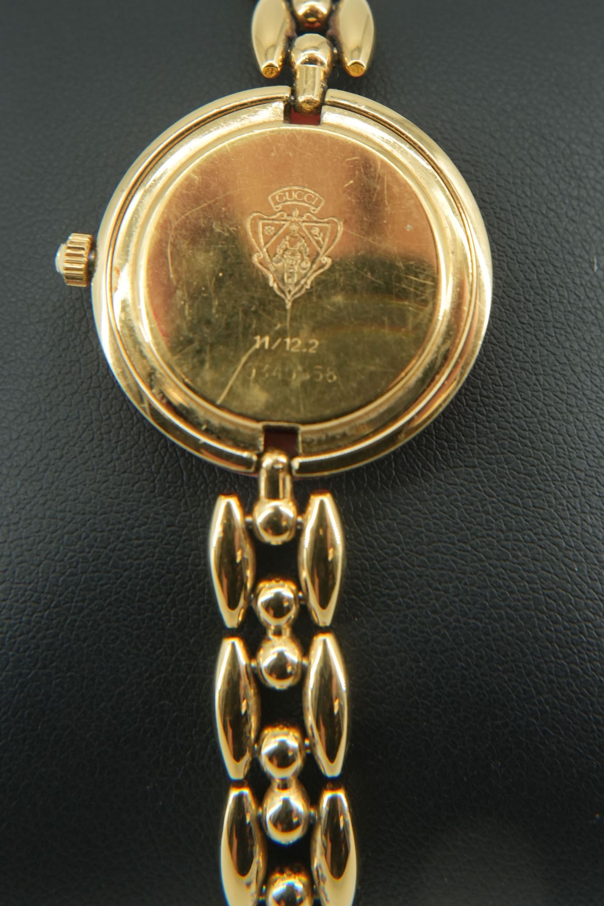 Gucci gold tone bead bracelet bezel watch with bezels/box