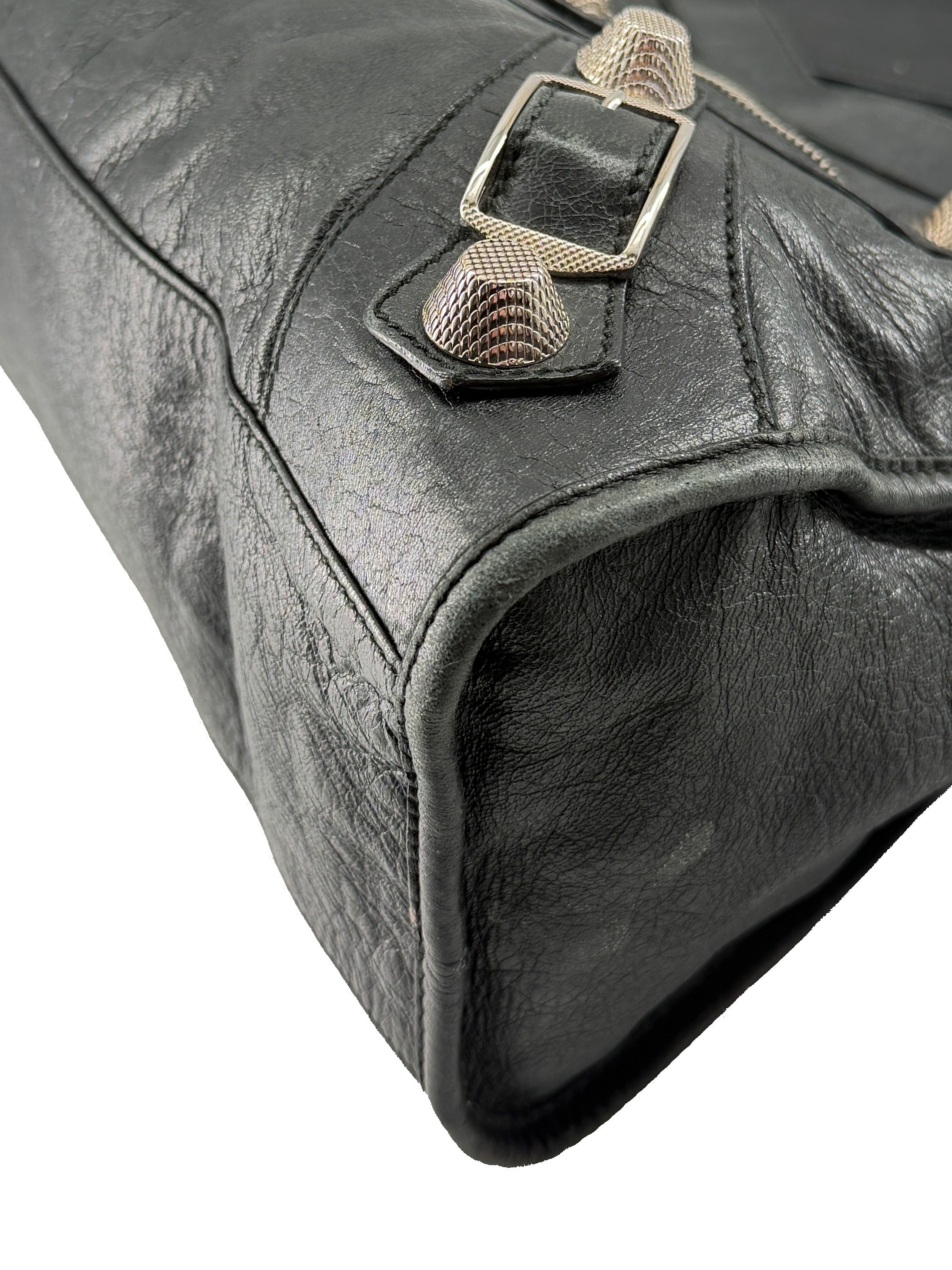 Balenciaga black leather Giant Motocross City handbag 173084-001013 - My Girlfriend's Wardrobe LLC