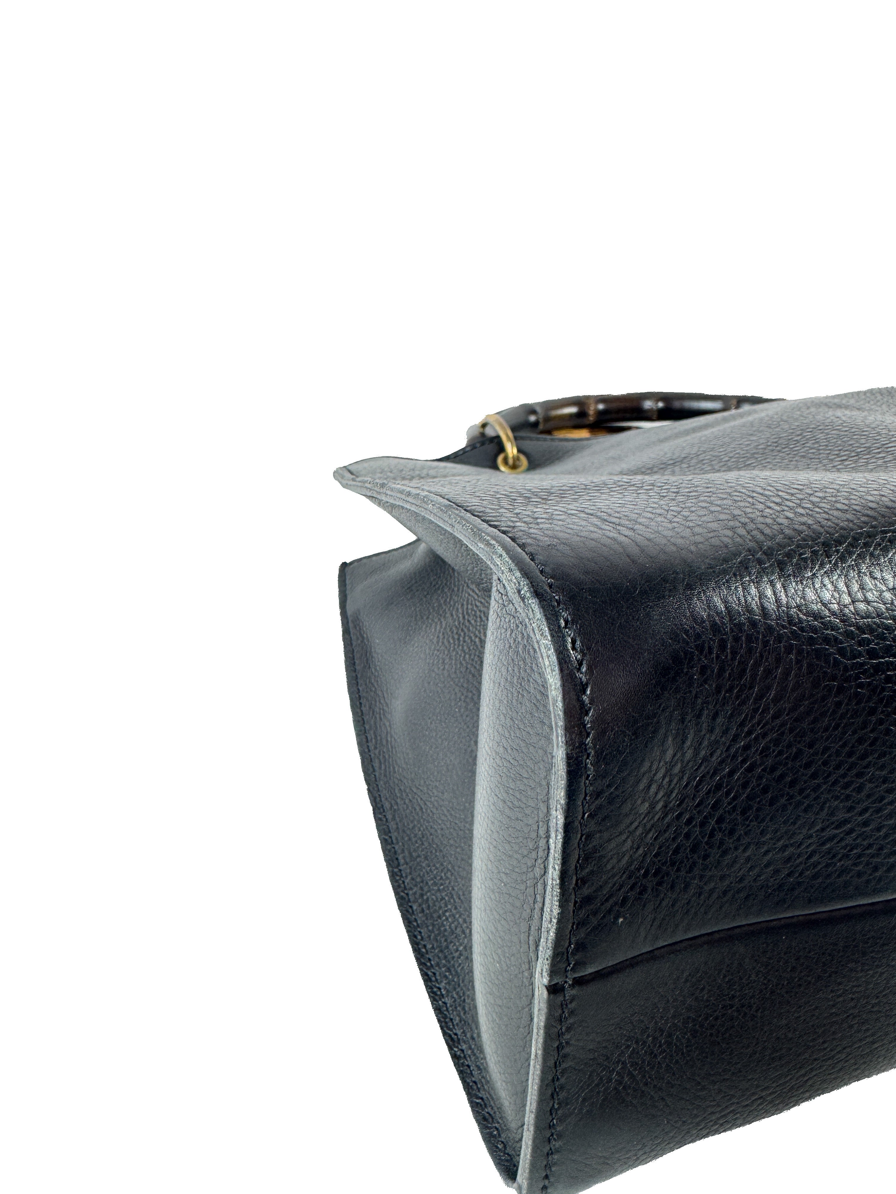 Gucci black leather Bamboo handle bag 109138 002058