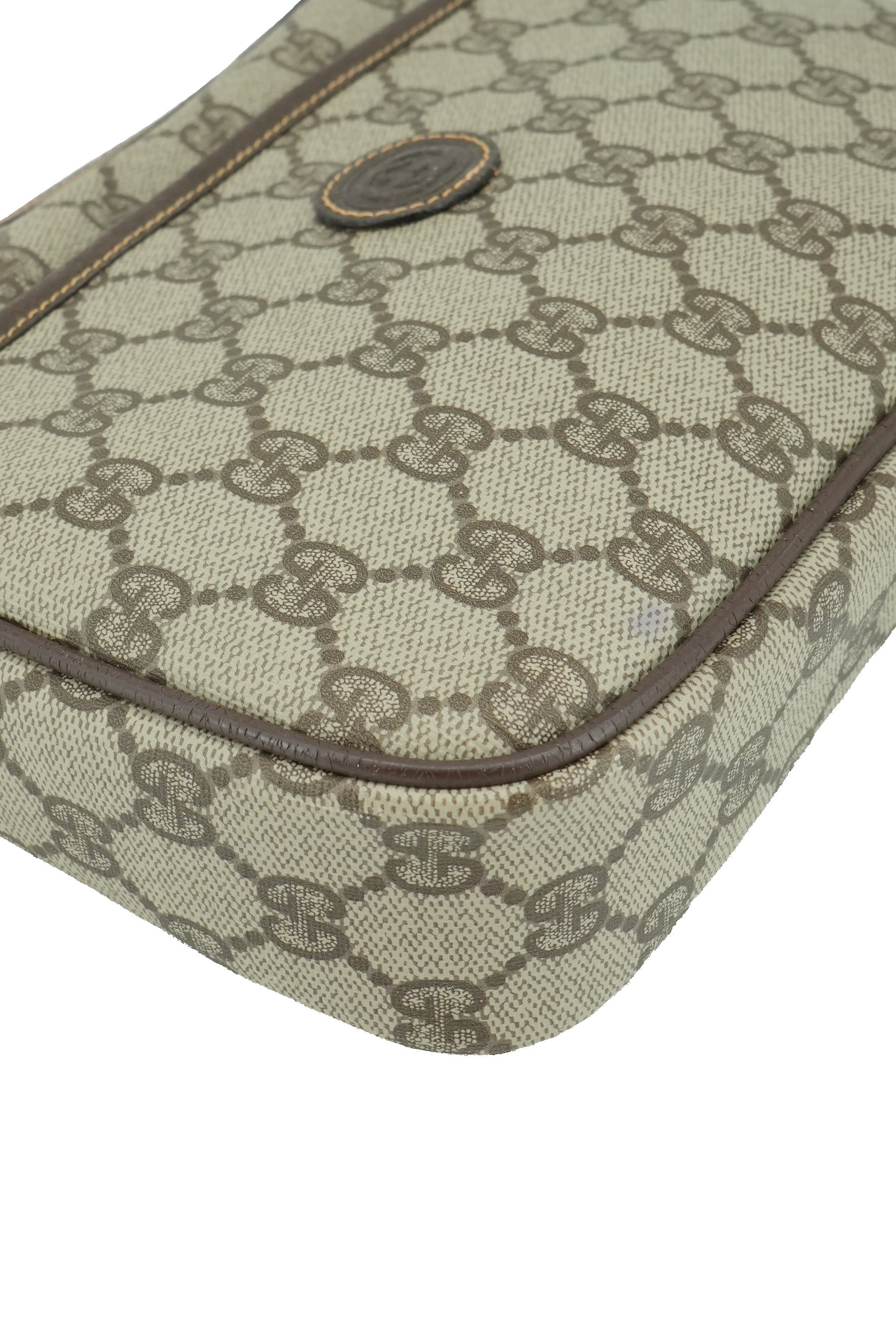 Gucci brown vintage zip pouch wristlet 011-58-0128