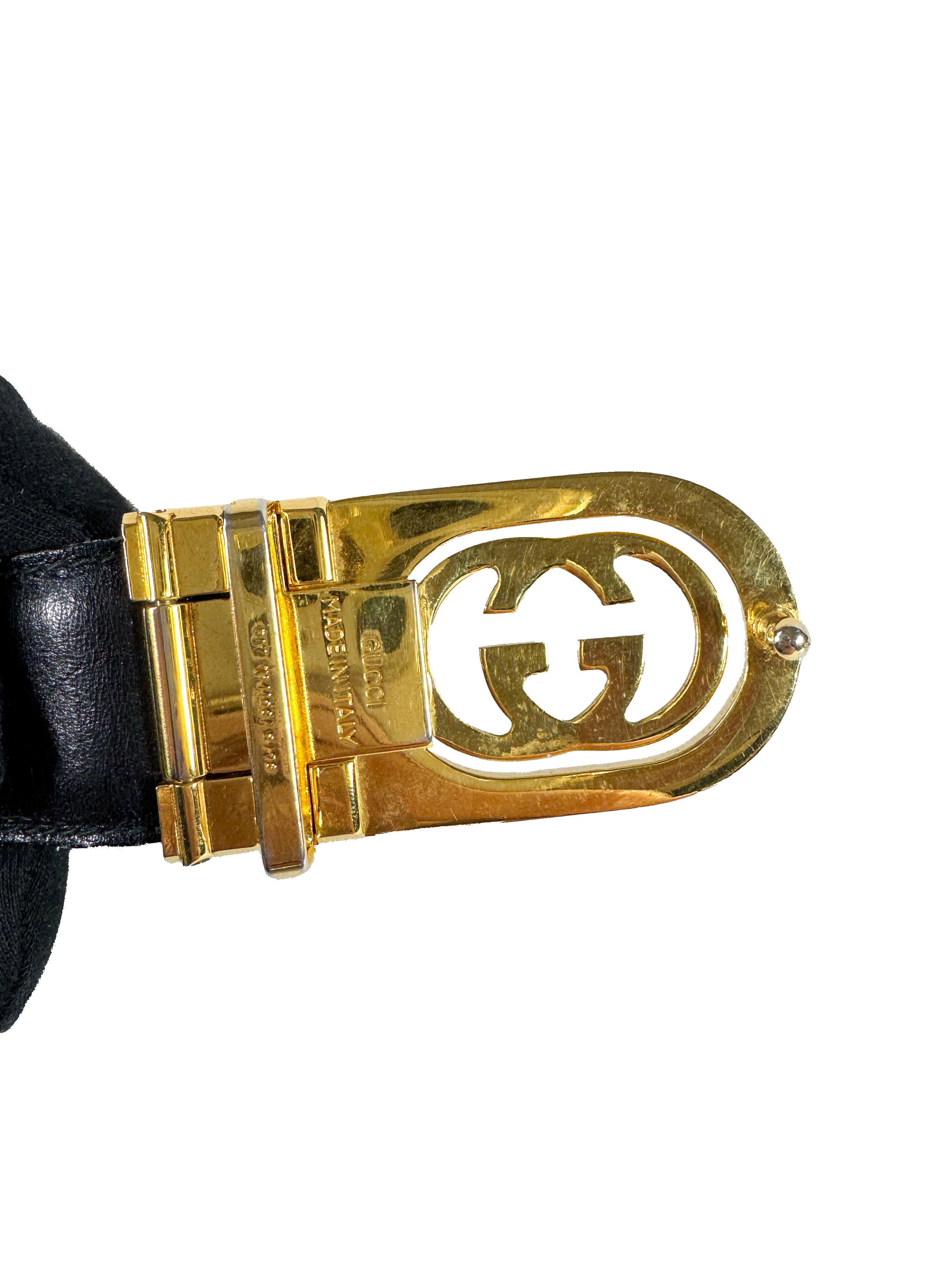Gucci dark brown/black leather vintage belt *as is*