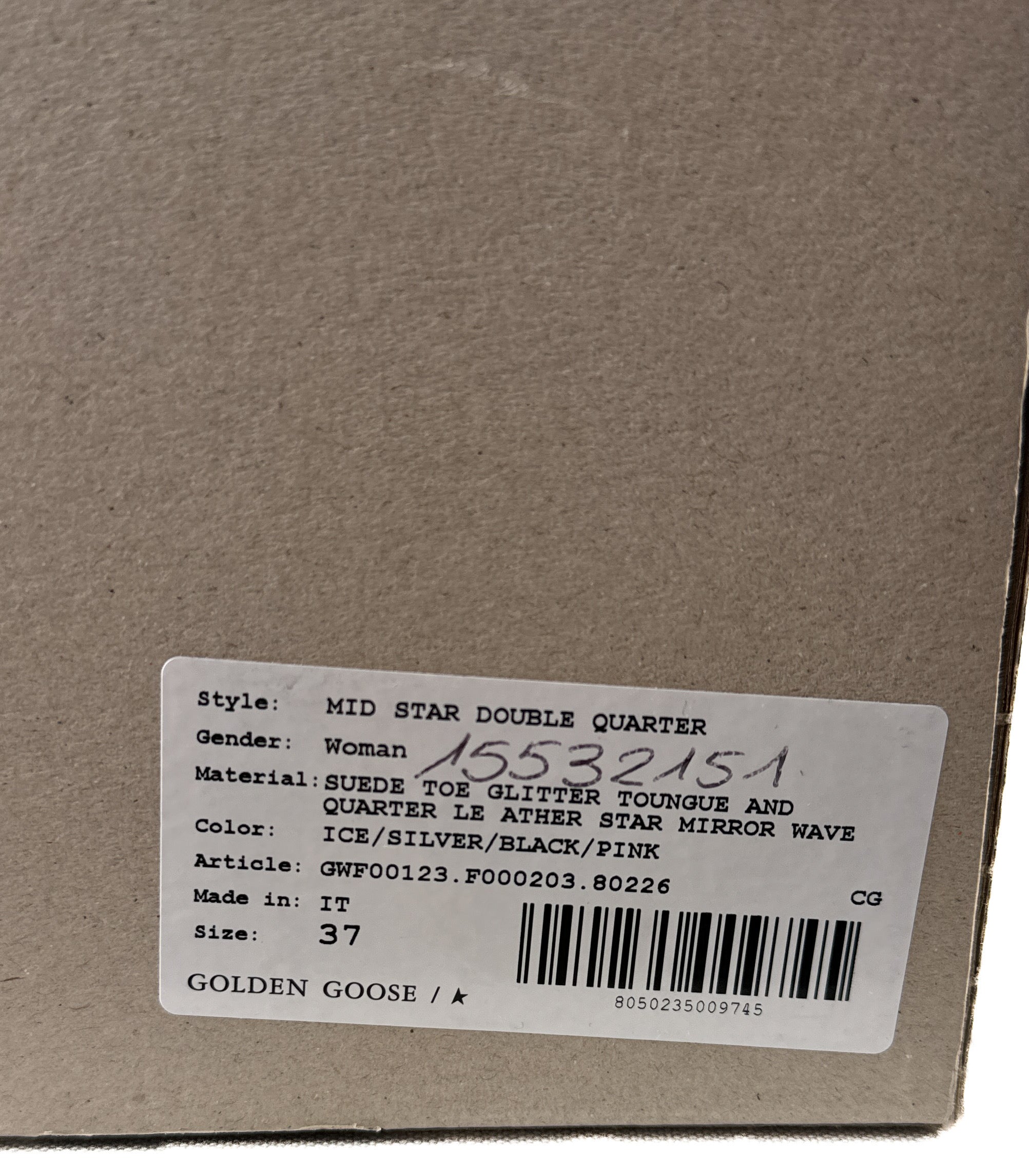 Golden Goose mid star black distressed quarter sneakers size 37 BOX