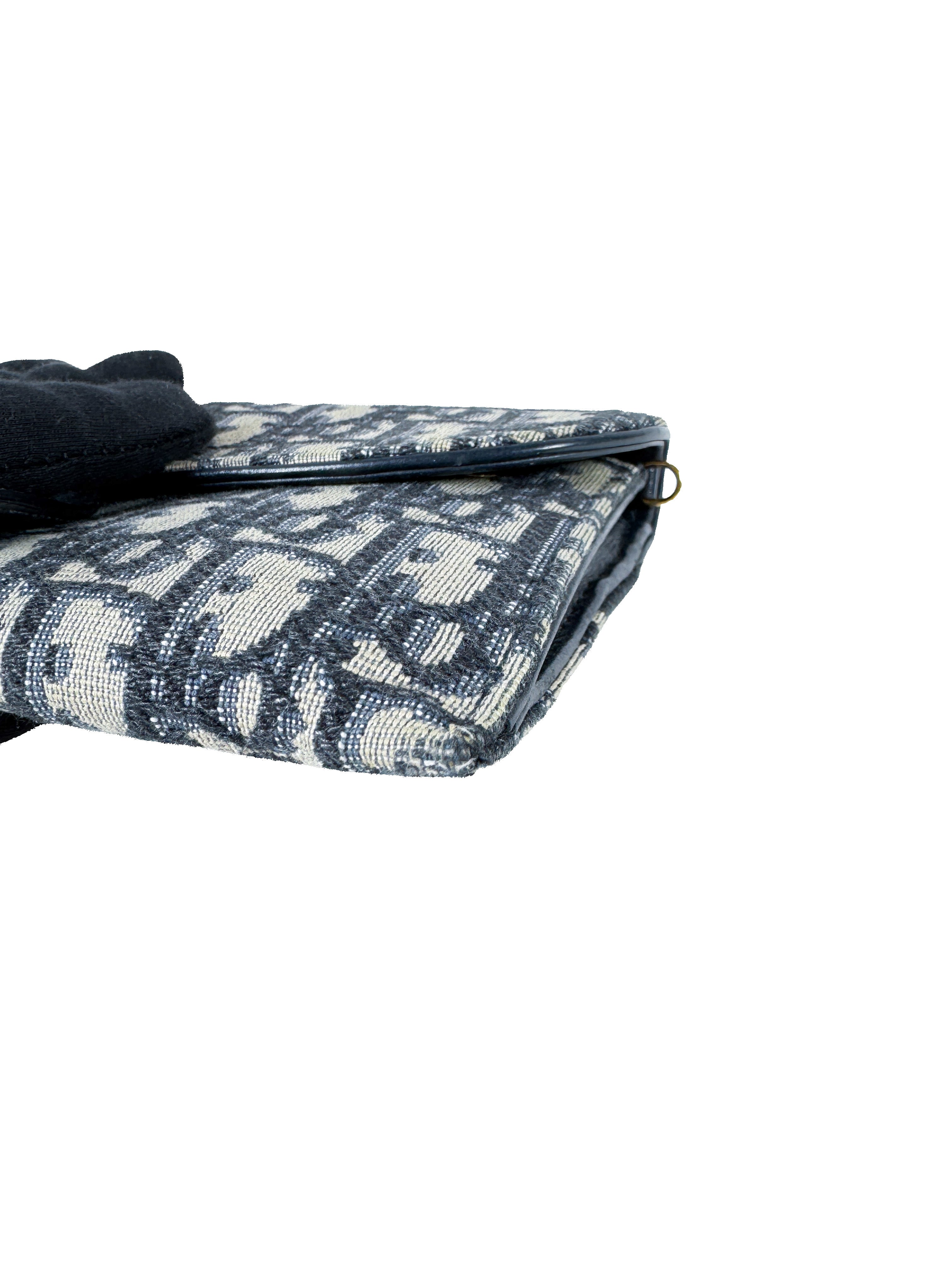 Christian Dior navy Saddle pouch in Oblique jacquard 41-MA-0221