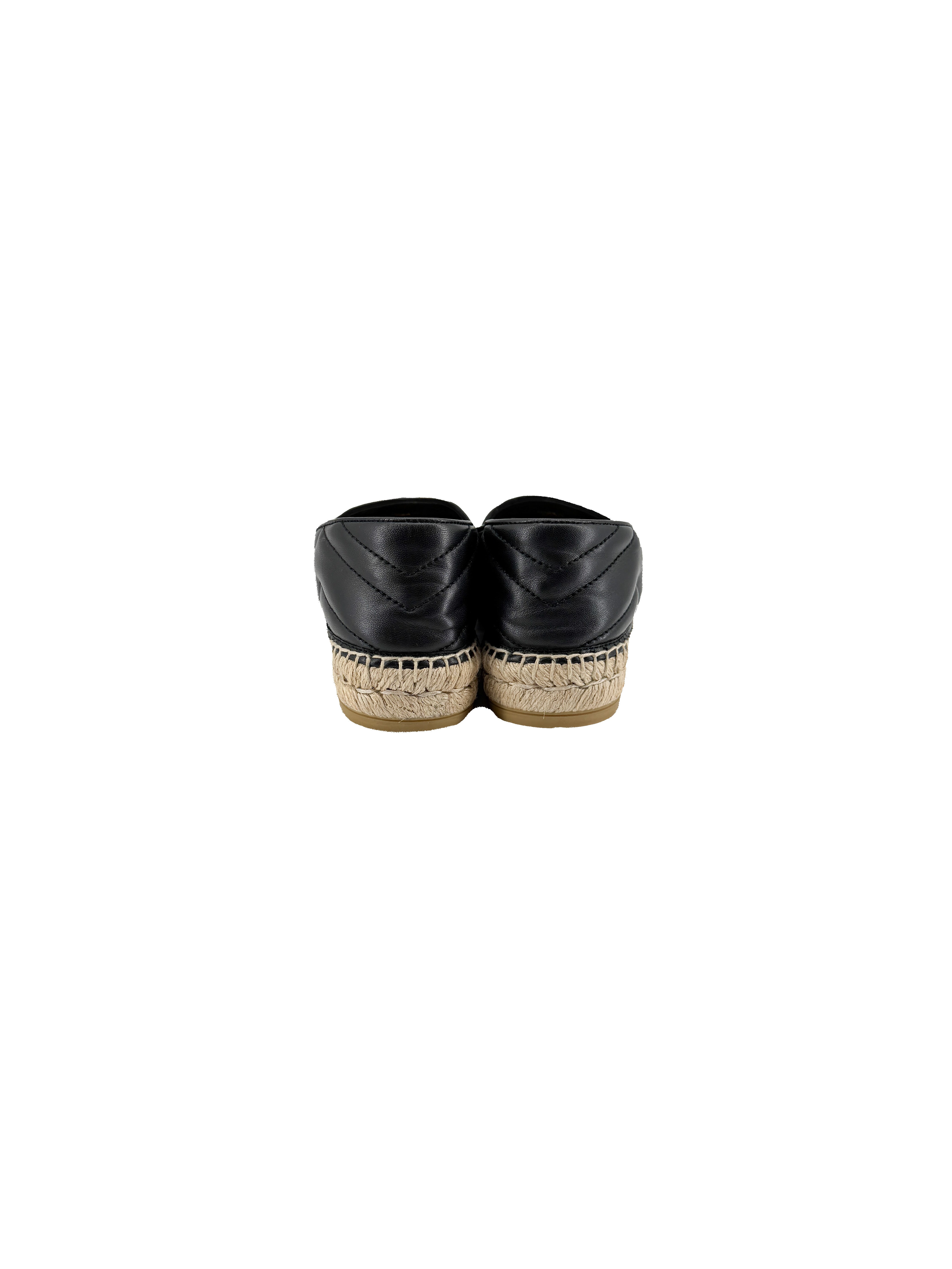Gucci black leather GG Marmont espadrilles size 37 NEW BOX