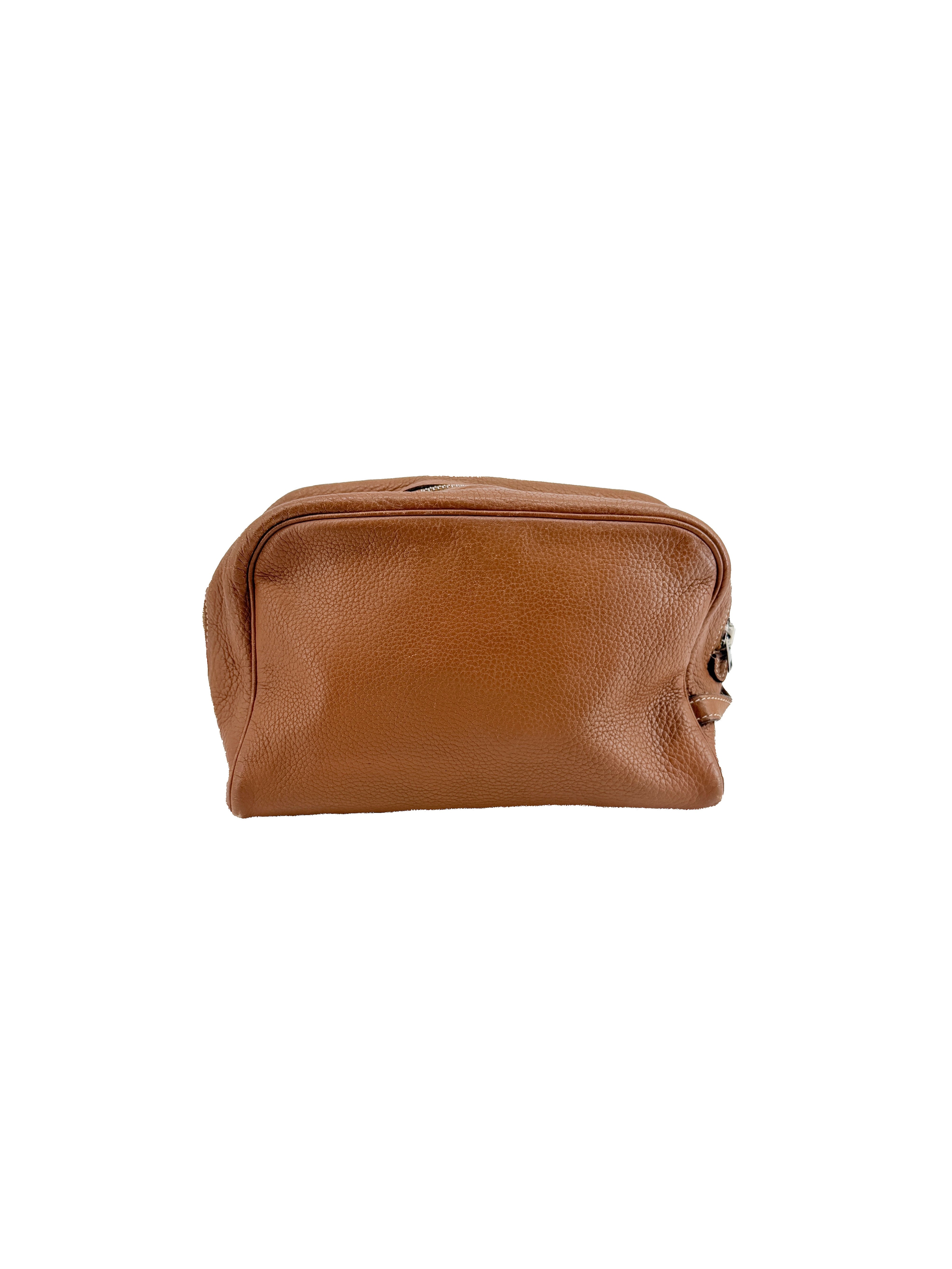 Hermès brown leather Victoria pouch square L