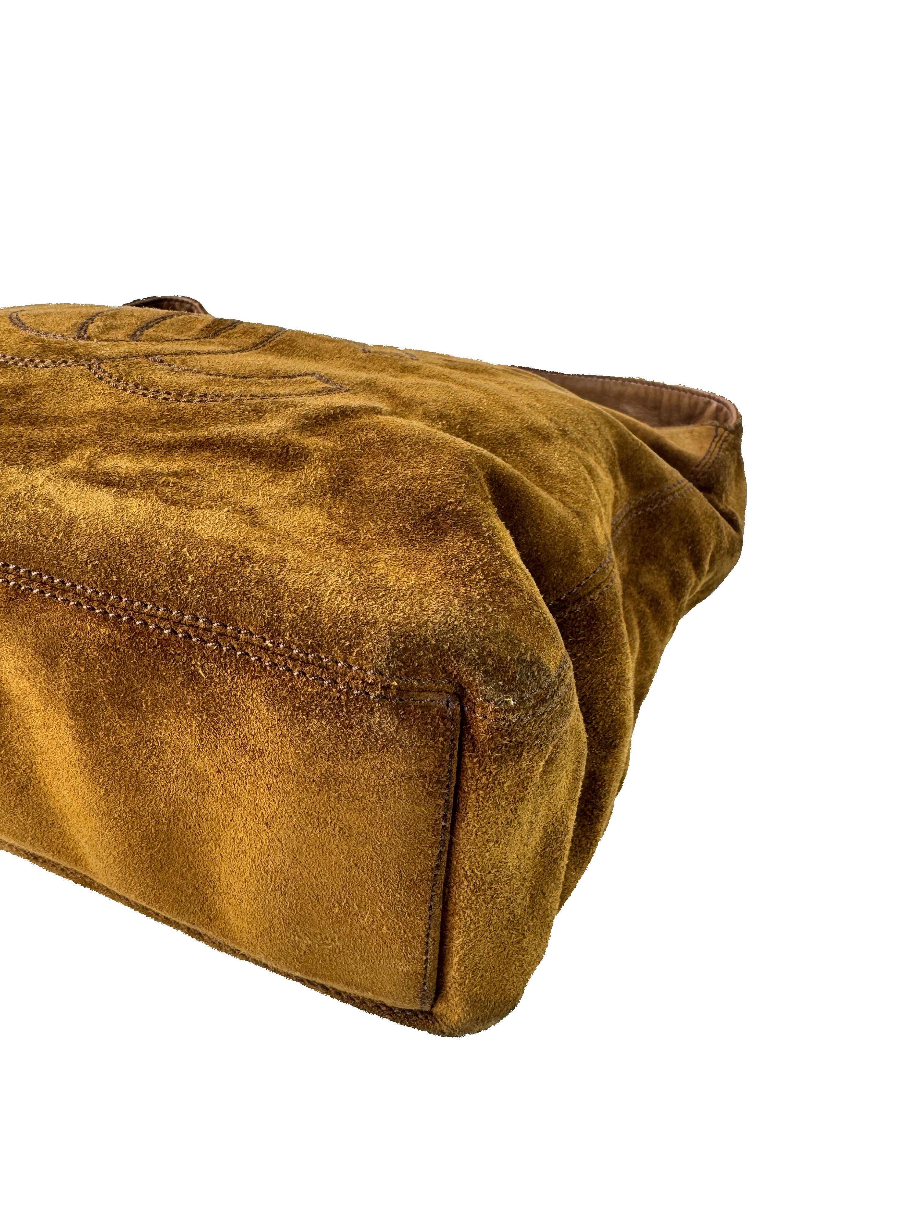 Chanel brown suede CC logo tassel bag 5009482