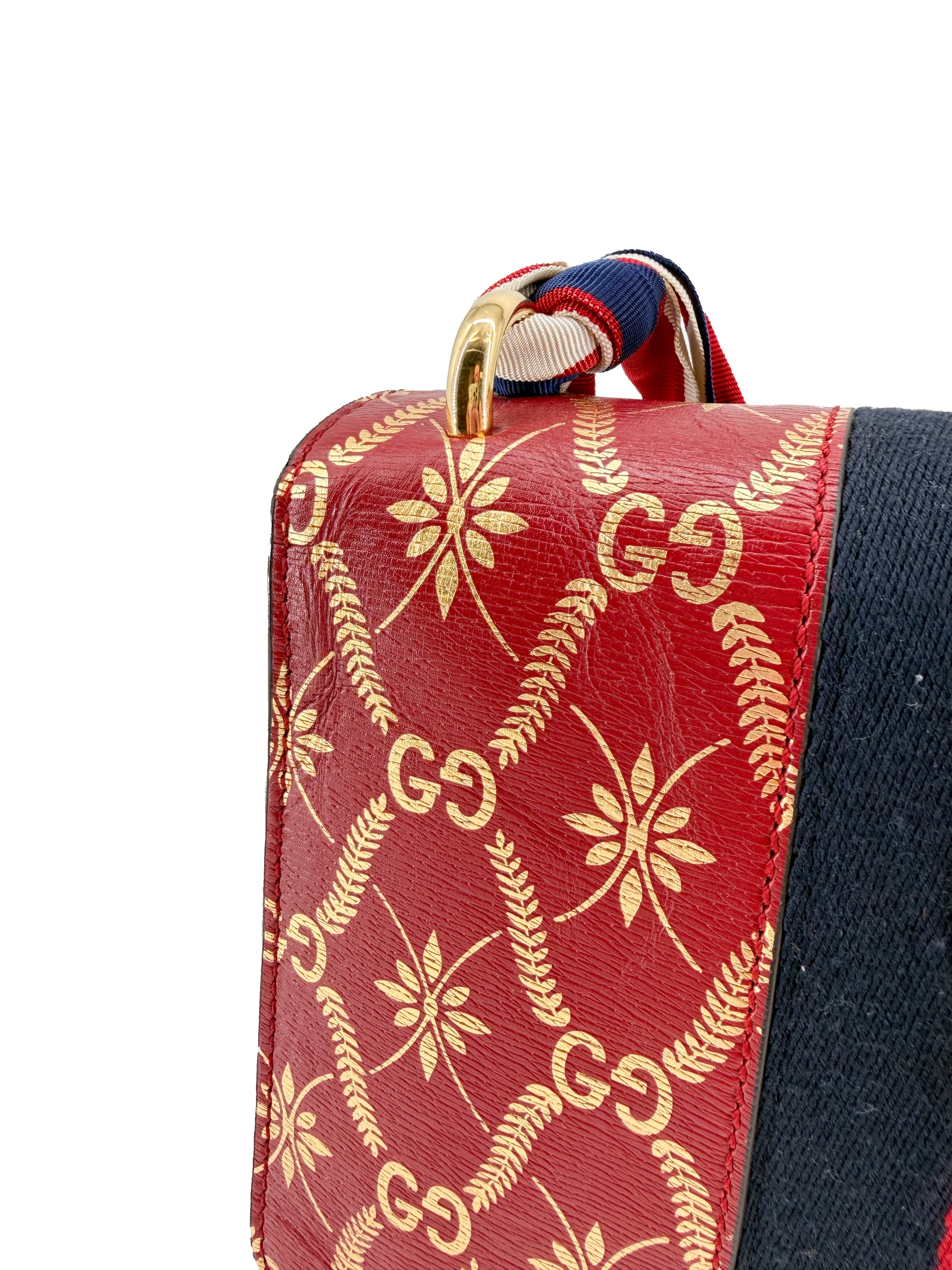 Gucci red small print Sylvie shoulder bag 524405 493075