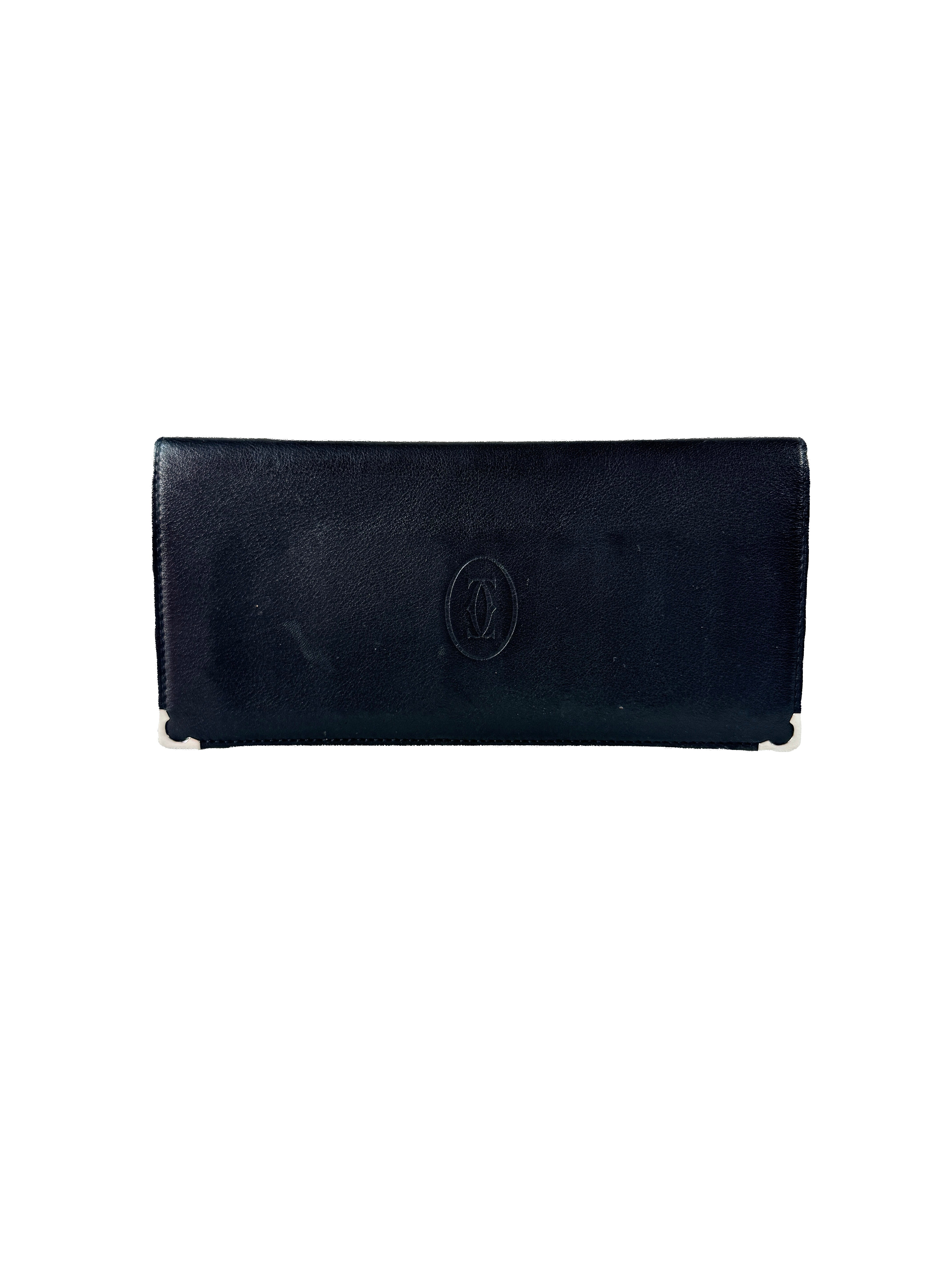 Cartier black burgundy must de long wallet ED1B