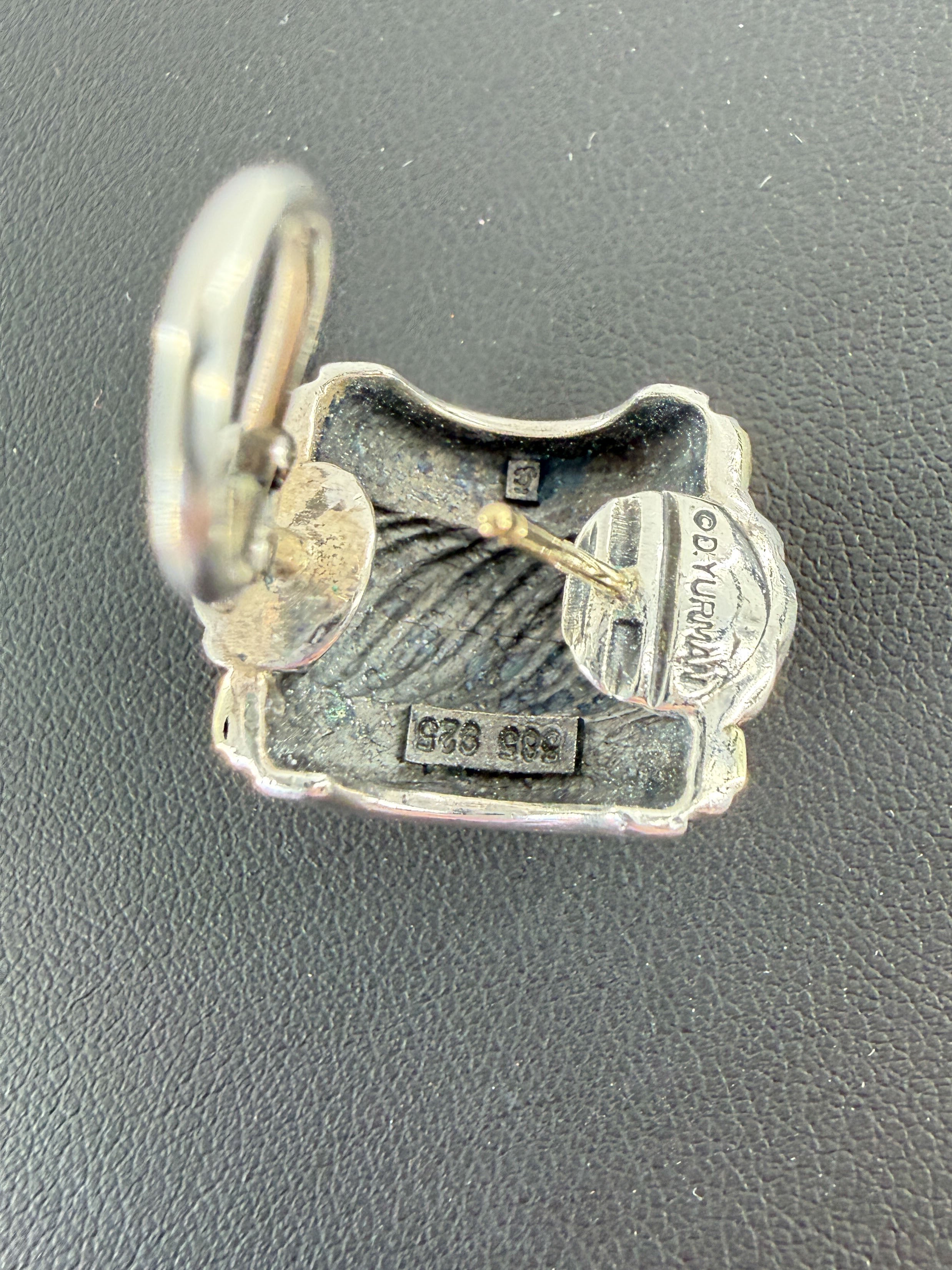 David Yurman sterling silver, 14K gold Thoroughbred earrings - My Girlfriend's Wardrobe LLC