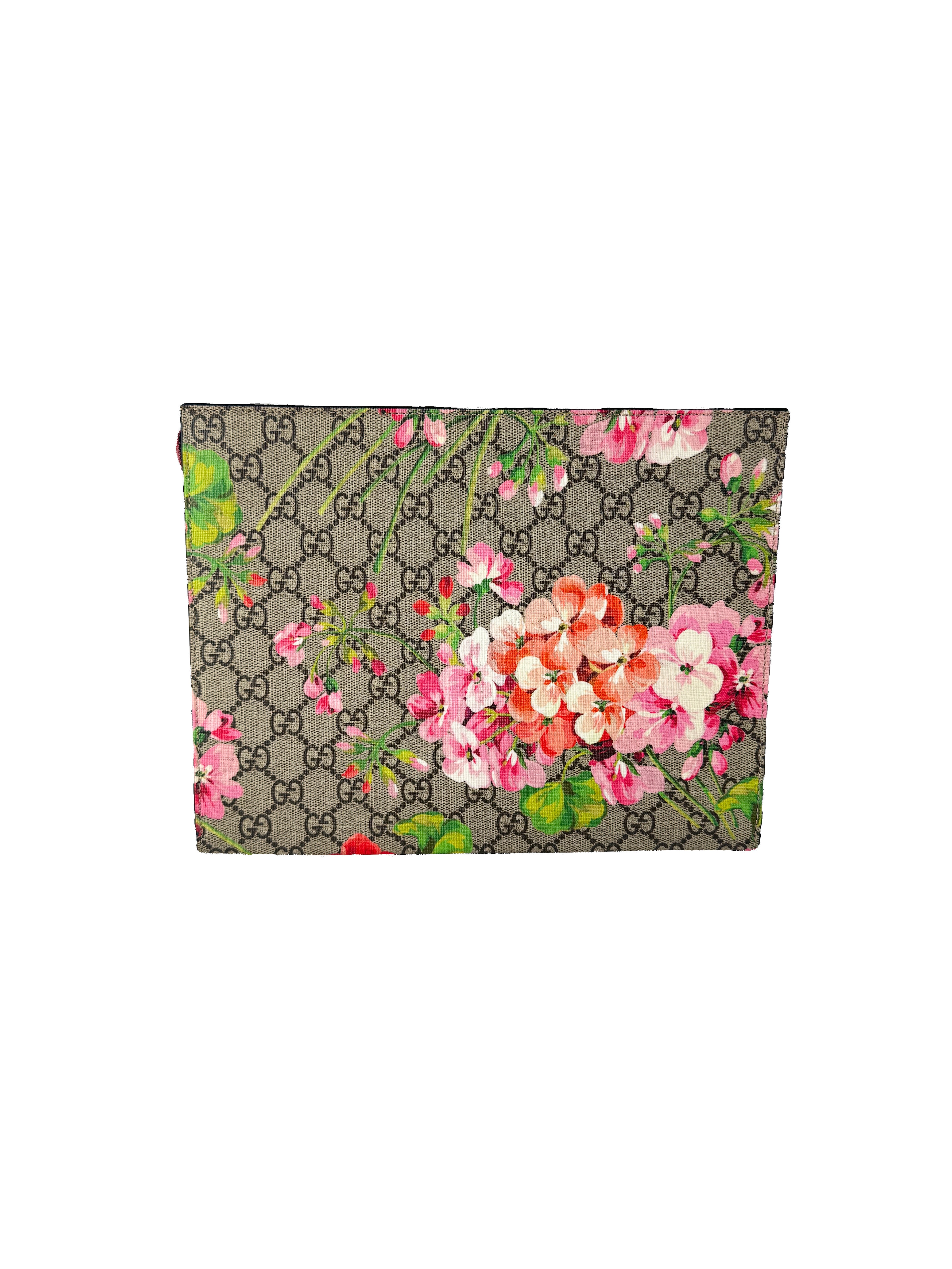 Gucci GG Supreme blooms large zip pouch 430268 0416