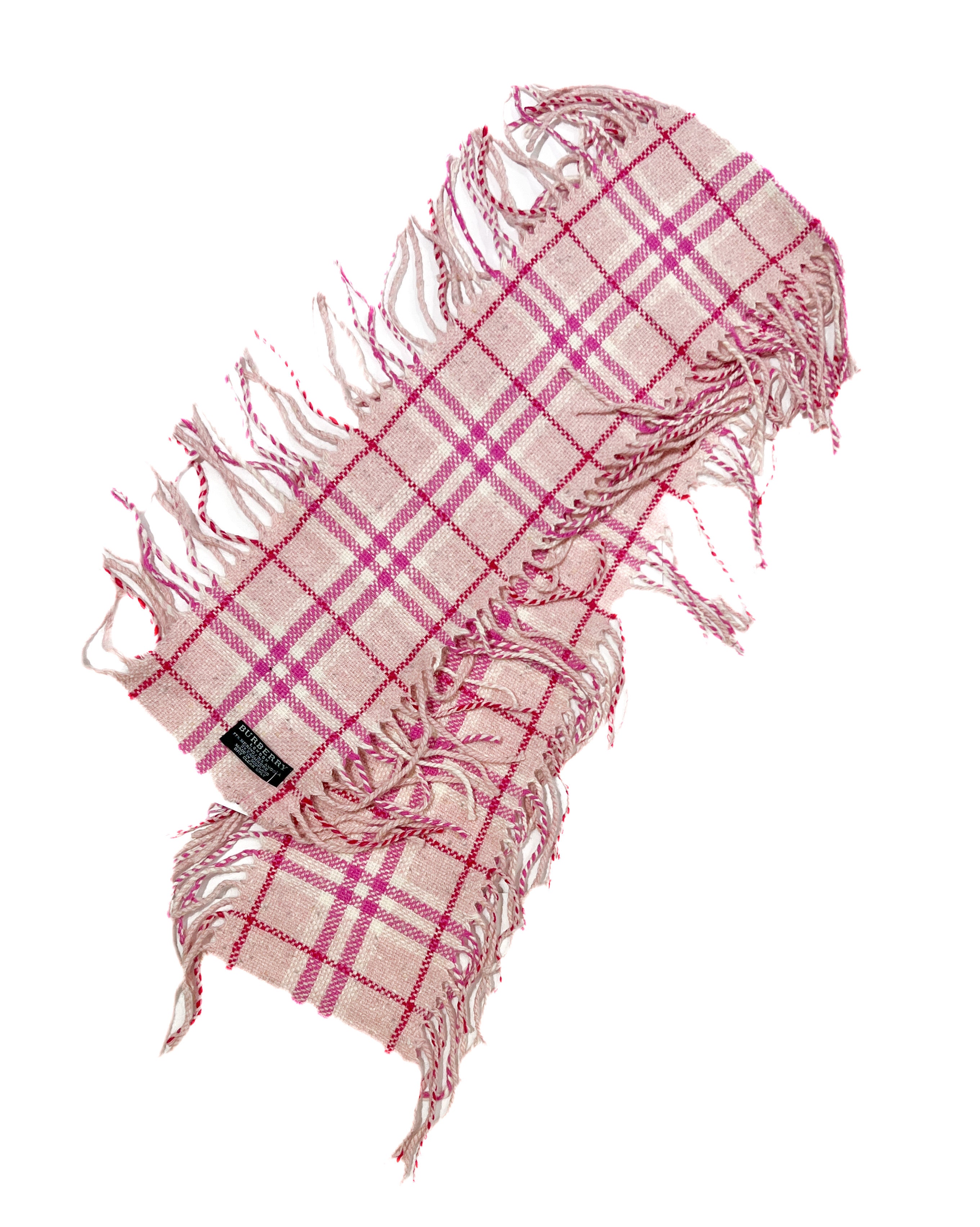 Burberry pink plaid fringe scarf My Girlfriend s Wardrobe LLC