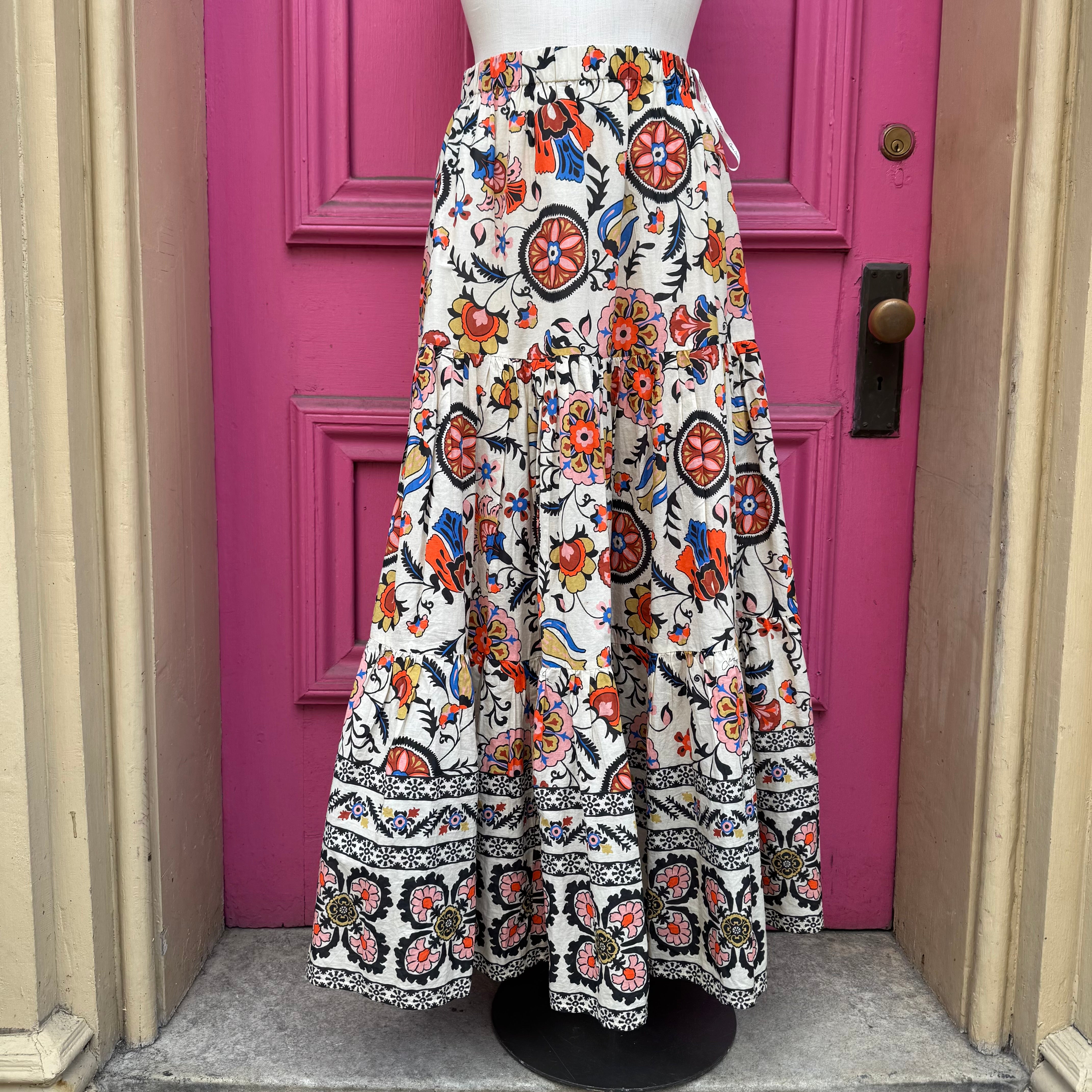 Cara Cara beige multicolor floral skirt size M