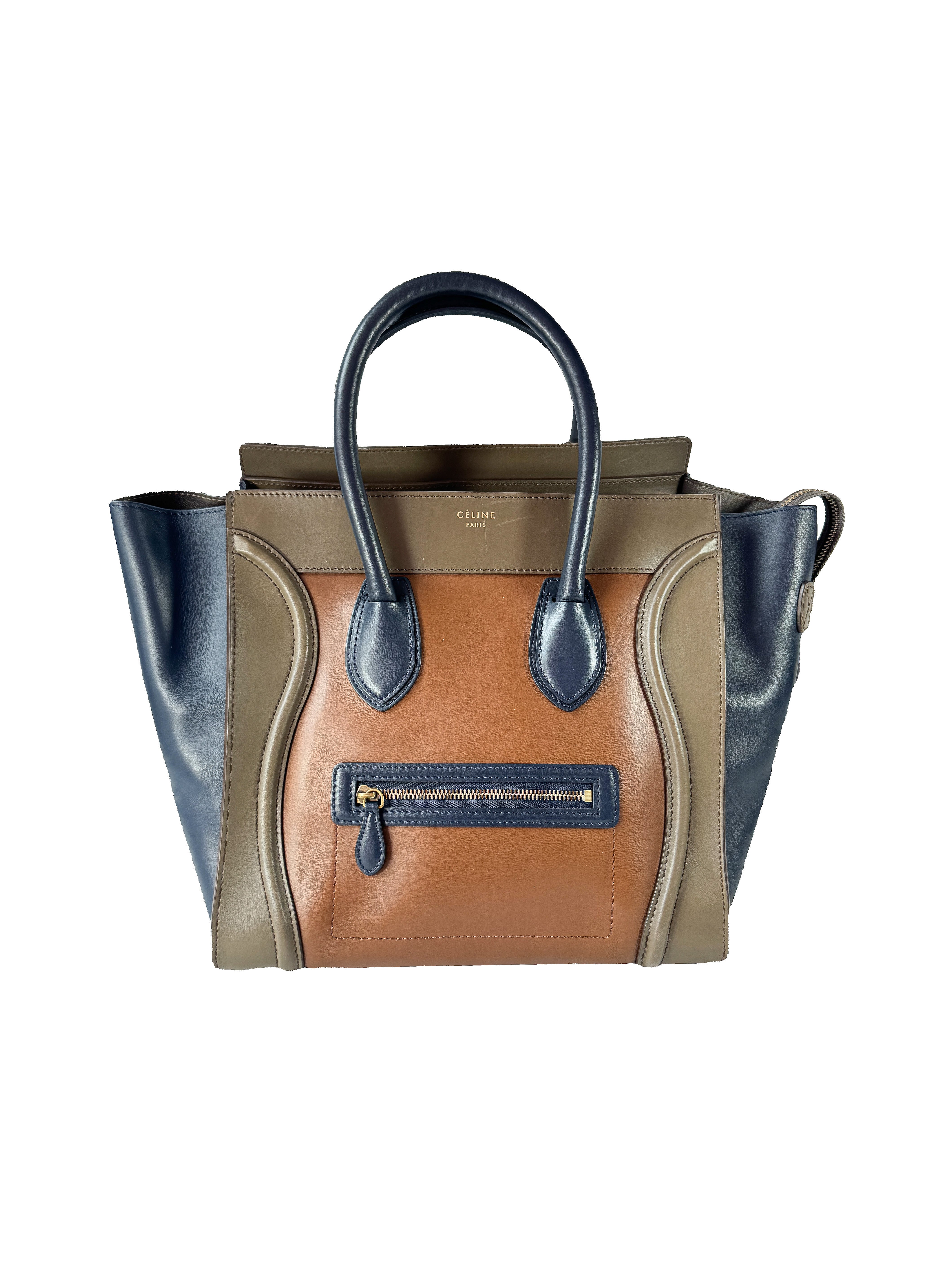Celine navy, olive, orange luggage mini tote W-AT-0172